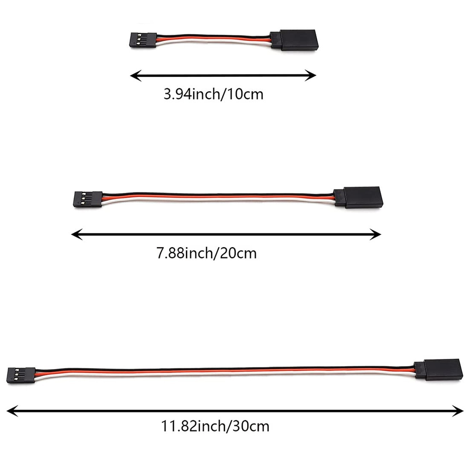 RC Servo Extension Cable 12PCS 3-Pin Male to Female 10CM 20CM 30CM JR Futaba Par