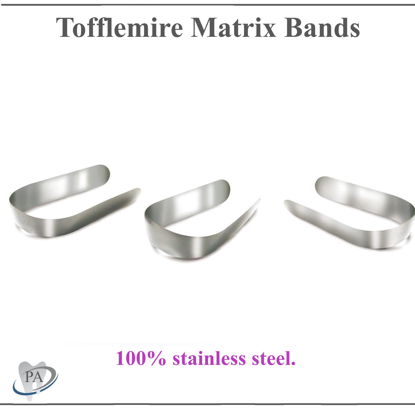 144pc Dental universal Matrix Bands Tofflemire Stainless Steel bands 0.015′ #1#2