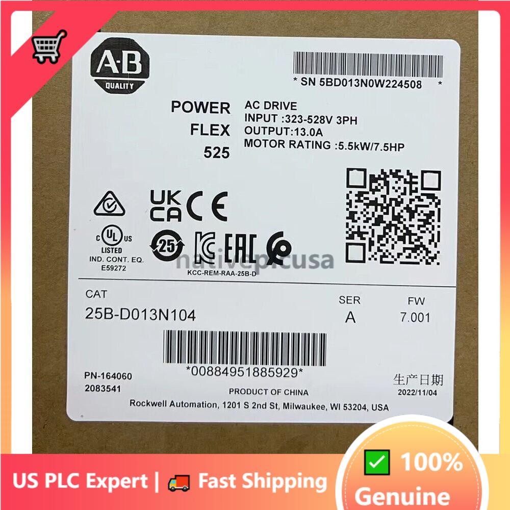 Allen-Bradley PowerFlex 525 AB 25B-D013N104 AC Drive 25BD013N104 US Free Tax