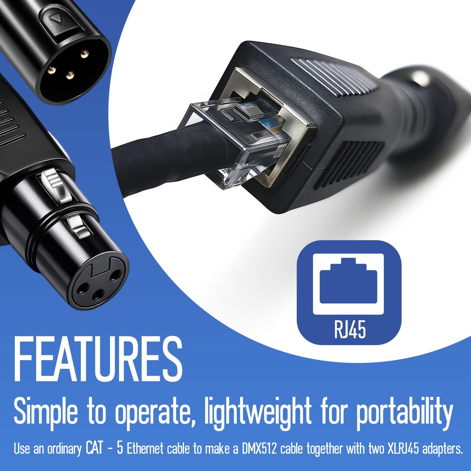 2 PCS DMX To RJ45 Adapter Kit 3Pin XLR Ethernet Converter Lighting Control