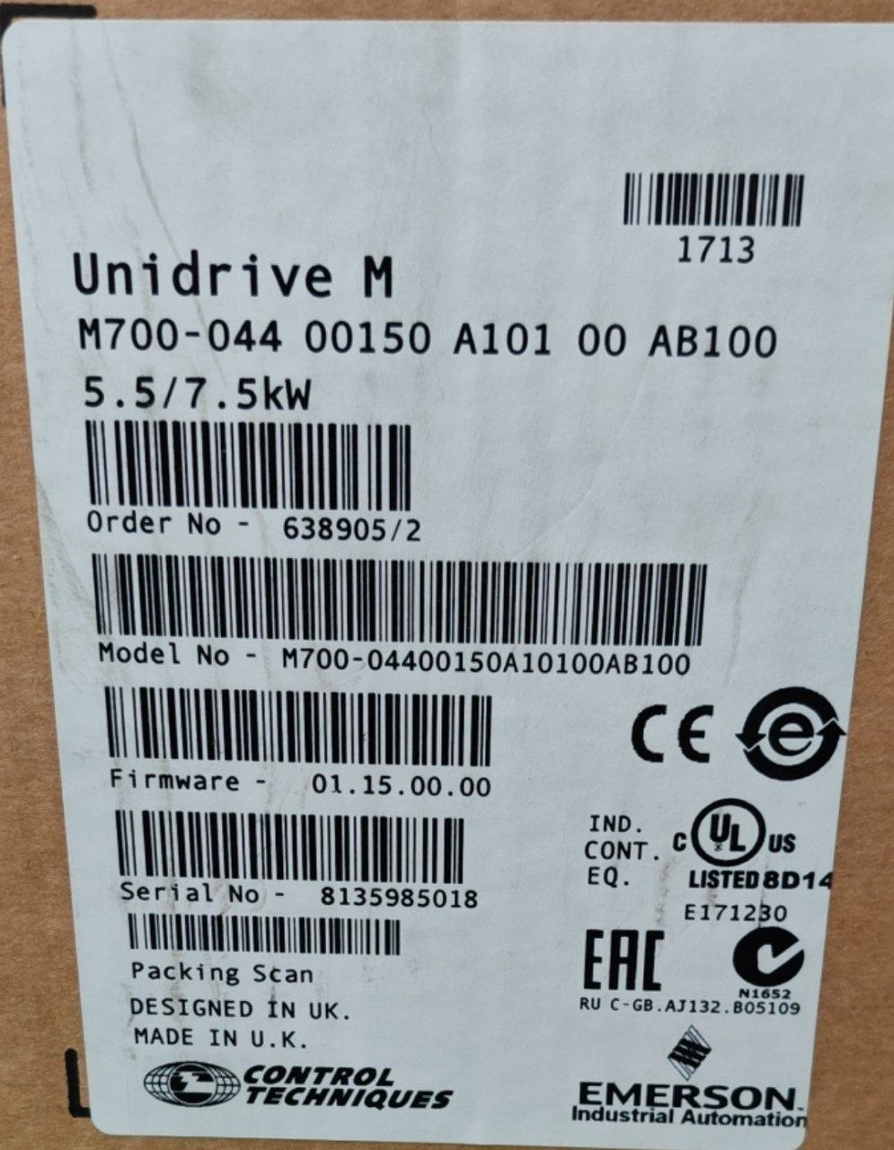 Control Techniques M700-04400150A10100AB100 M700-044 00150 A101 00 AB100