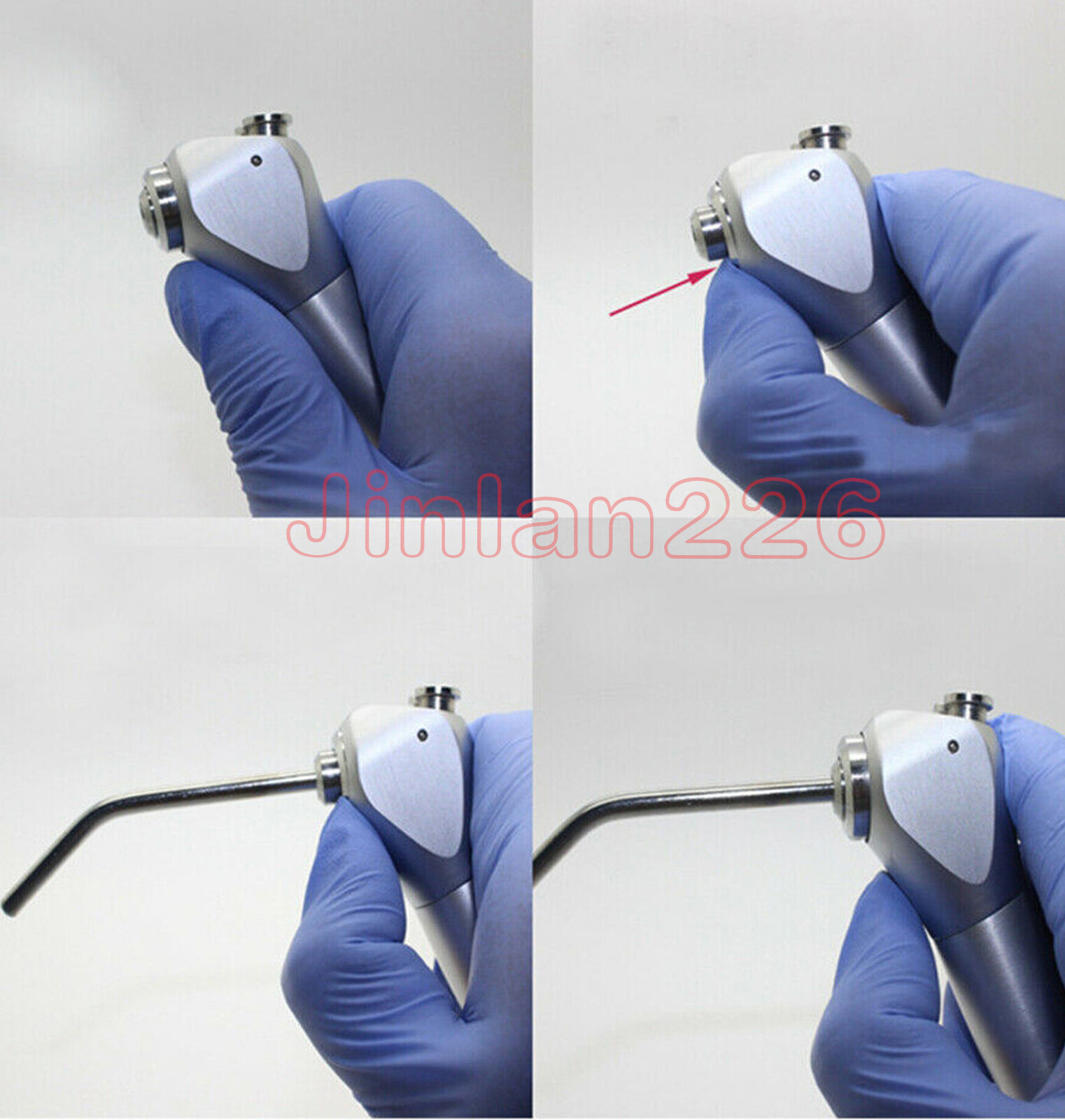 Dental 3 Way Air Water Syringe Triple Spray Handpiece with 2 Nozzles Tips Tubes