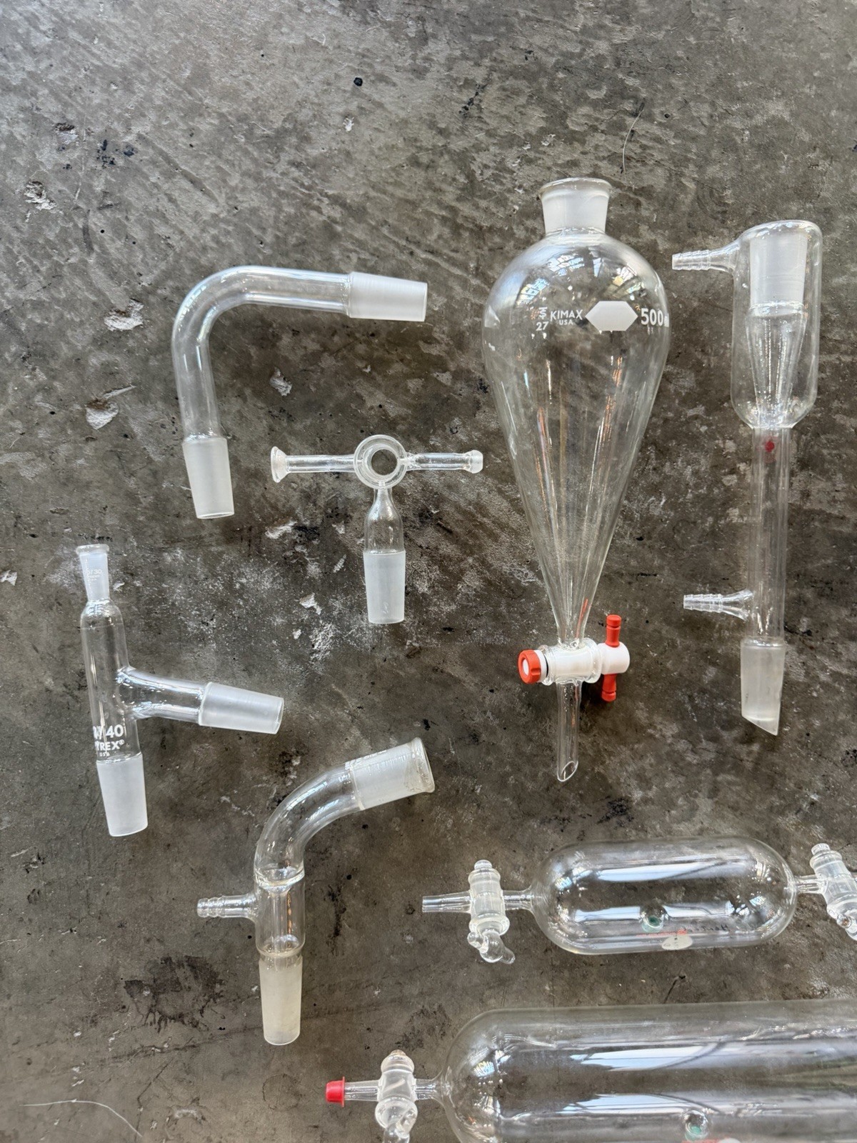 Vintage Chemistry Glassware Lot 11pc – Supelco Gas Tubes Ace Glass Kimax 24/40