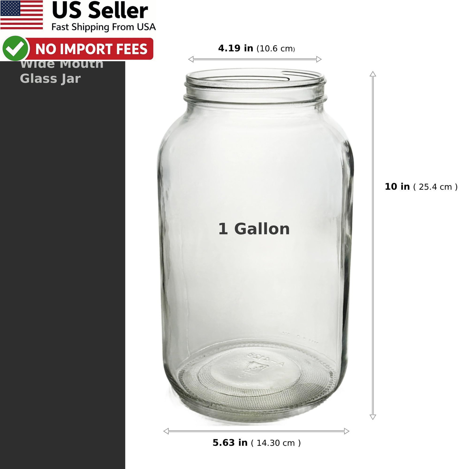 North Mountain Supply 1 Gallon Glass Jar Wide Mouth Plastic Lid Black FROM USA