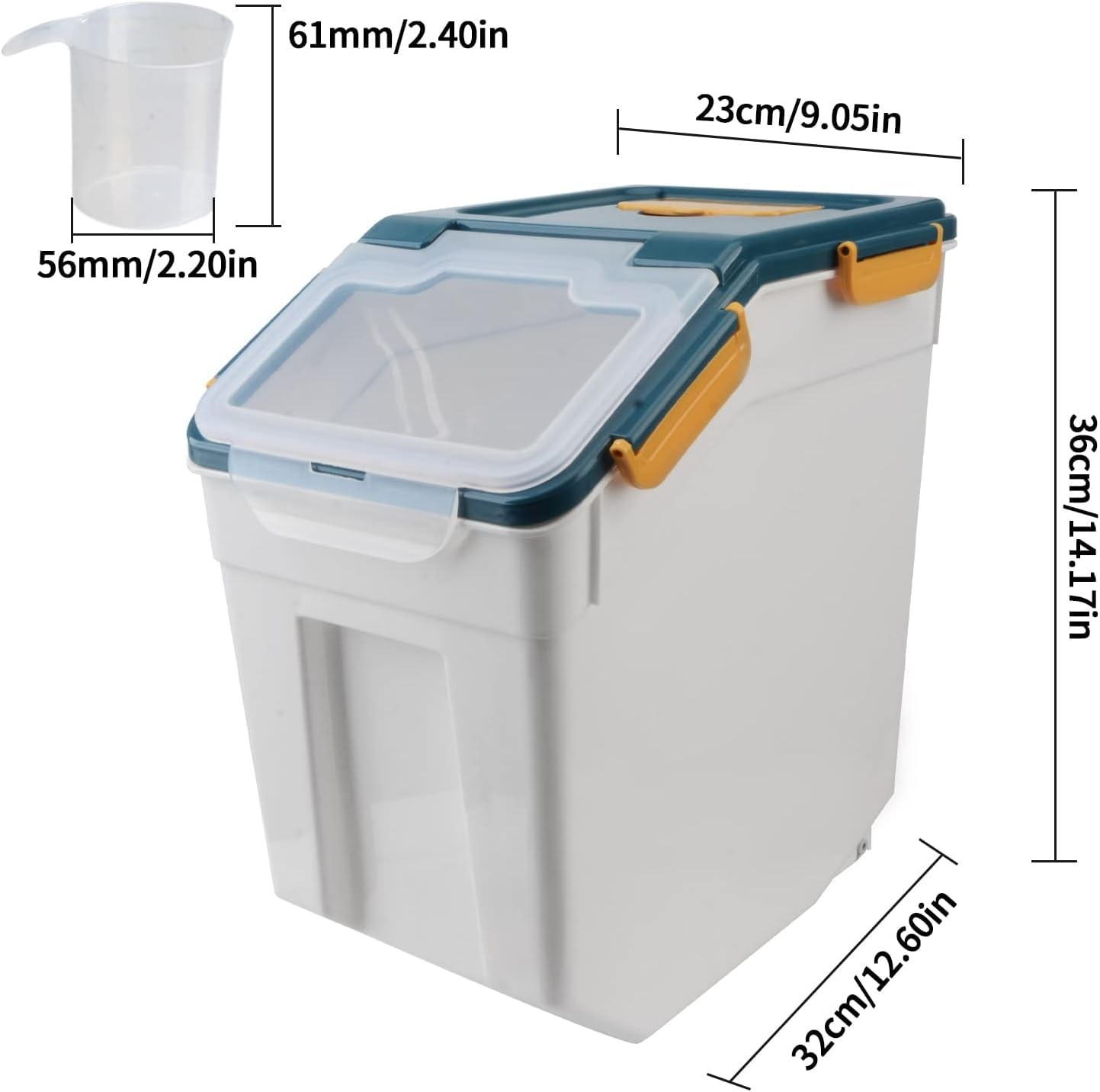 Saim 4Pack 25lb Dark Blue Flour Storage Container with Wheels, Scoop