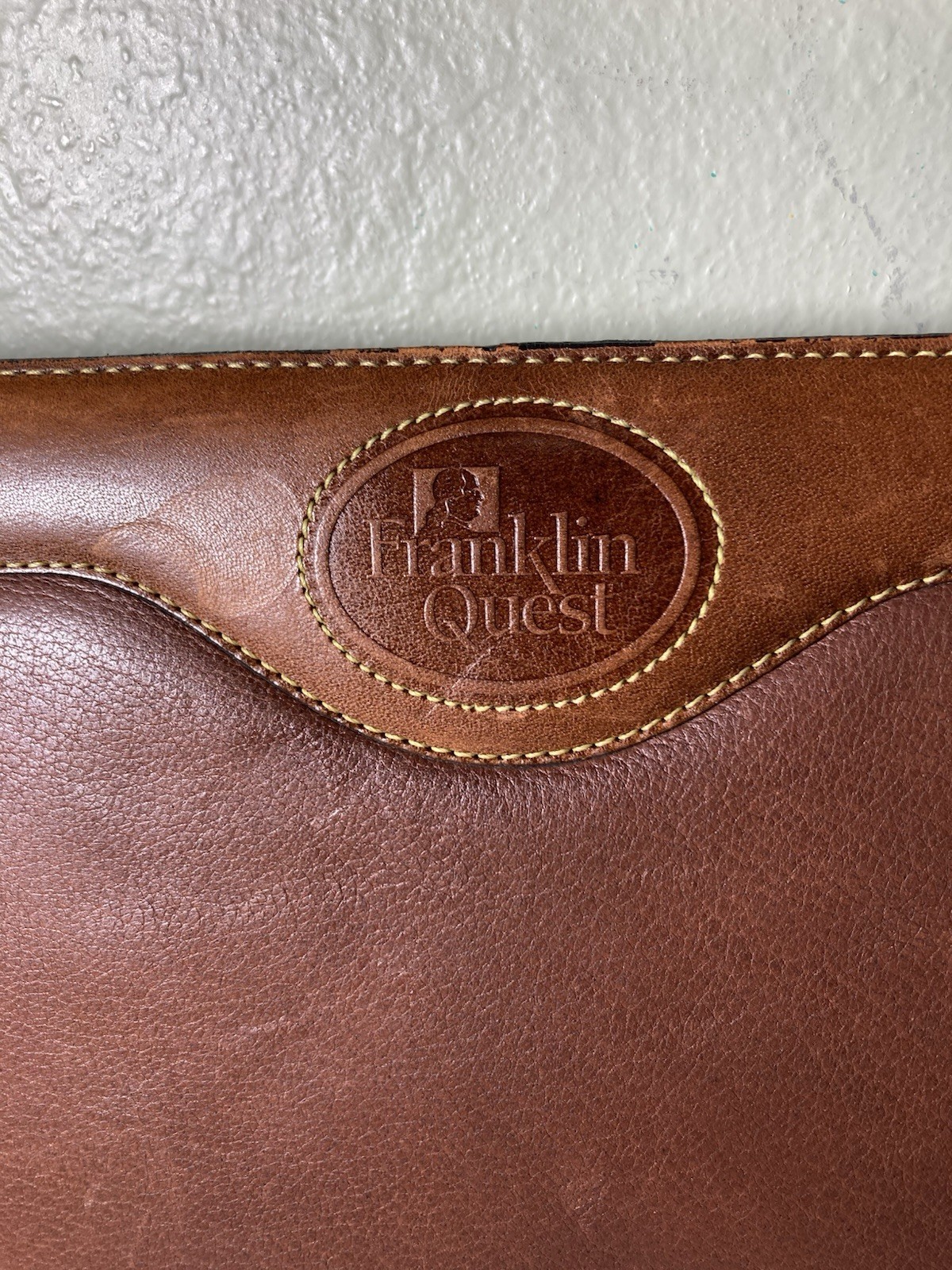 Vtg Franklin Quest Classic Zip Planner 7 R Binder Genuine 1/2 Deer Skin Leather