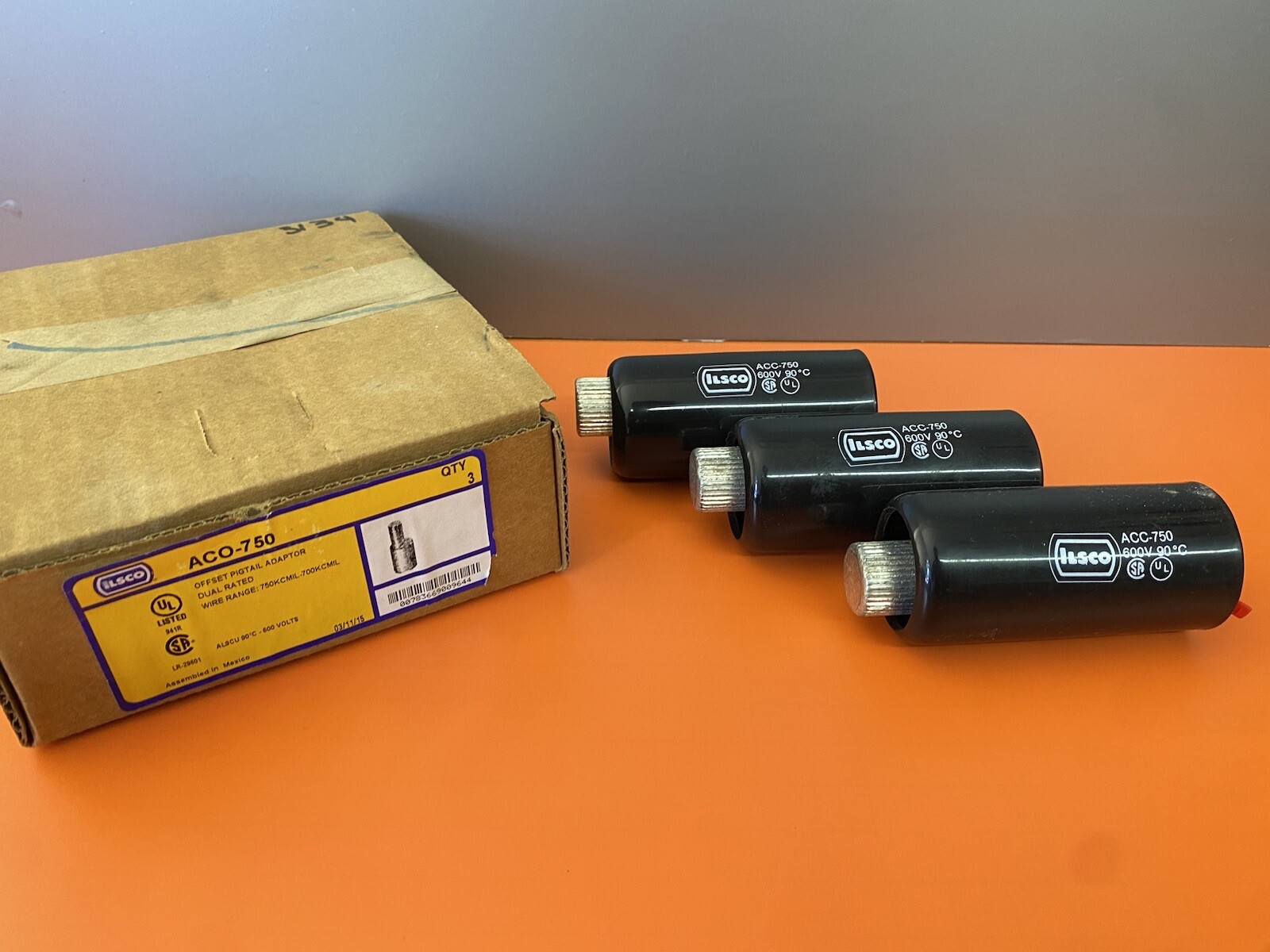 Ilsco Offset Pigtail Adaptor Wire Range 600V 750KCMIL-700KCMIL ACO-750 Qty 3