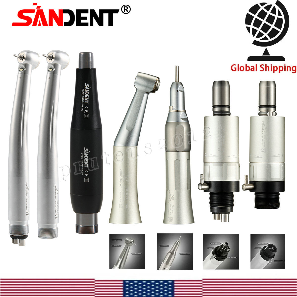 Dental Hygiene Prophy Slow Low Speed/High Speed Handpiece Motor 2/4Holes