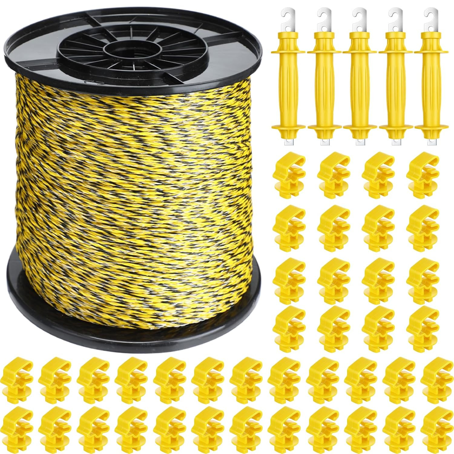 46 Pcs Electric Fence Kit Included 3366Ft/ 1026M Electric Fence Polywire, 40 T P