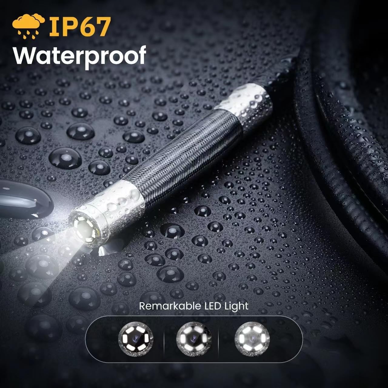 3.3FT Articulating Borescope 8.5mm Lens HD1080P Inspection Camera with Light