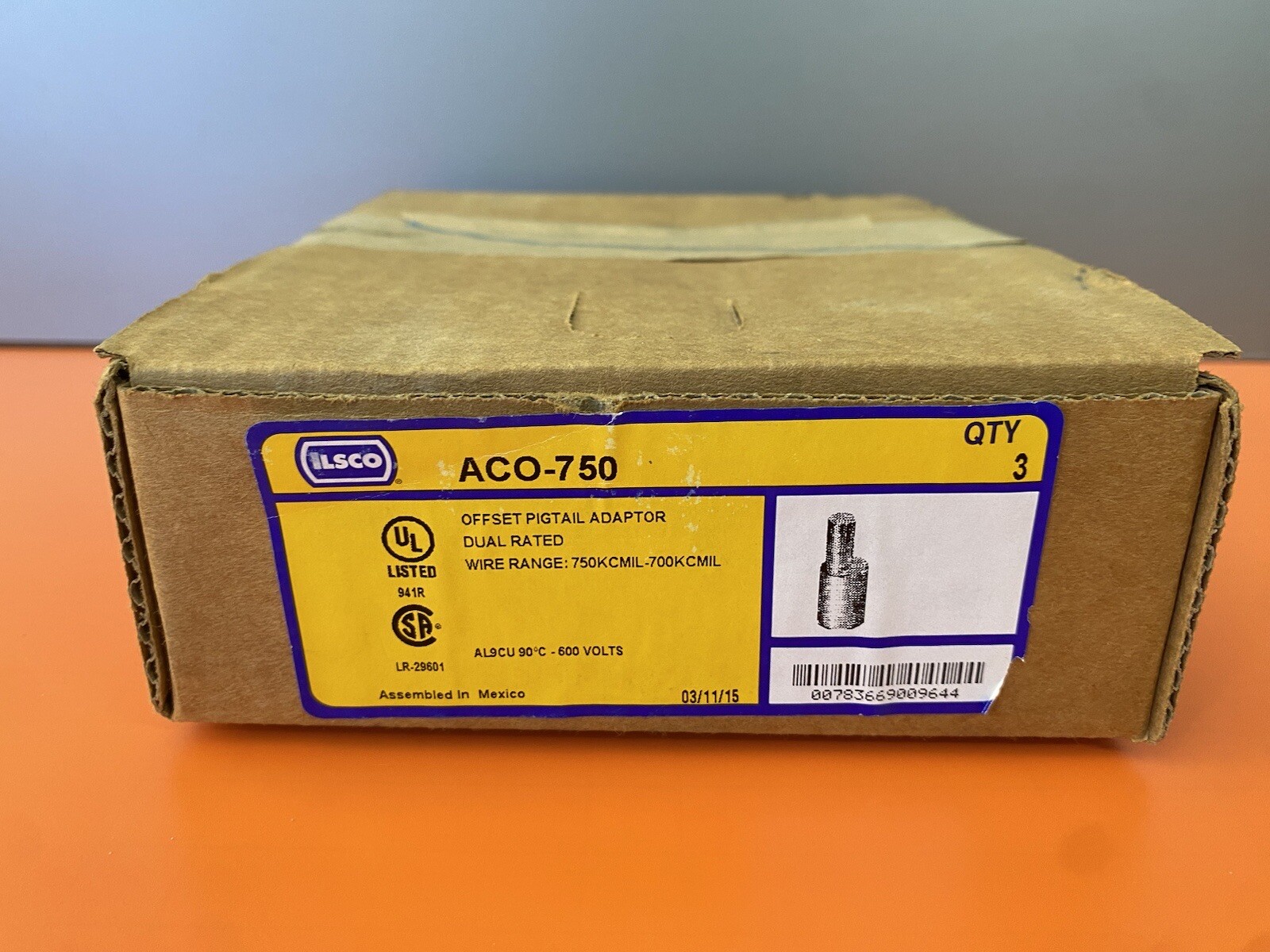 Ilsco Offset Pigtail Adaptor Wire Range 600V 750KCMIL-700KCMIL ACO-750 Qty 3