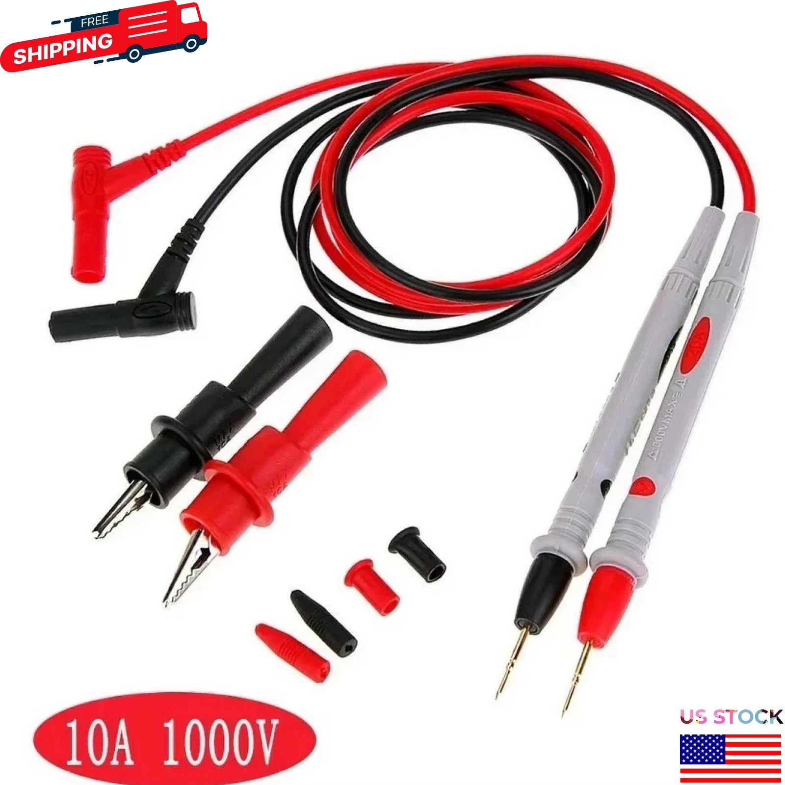Multimeter Test Leads for Fluke Meter Electrical Alligator Clip Probes 1000V 20A