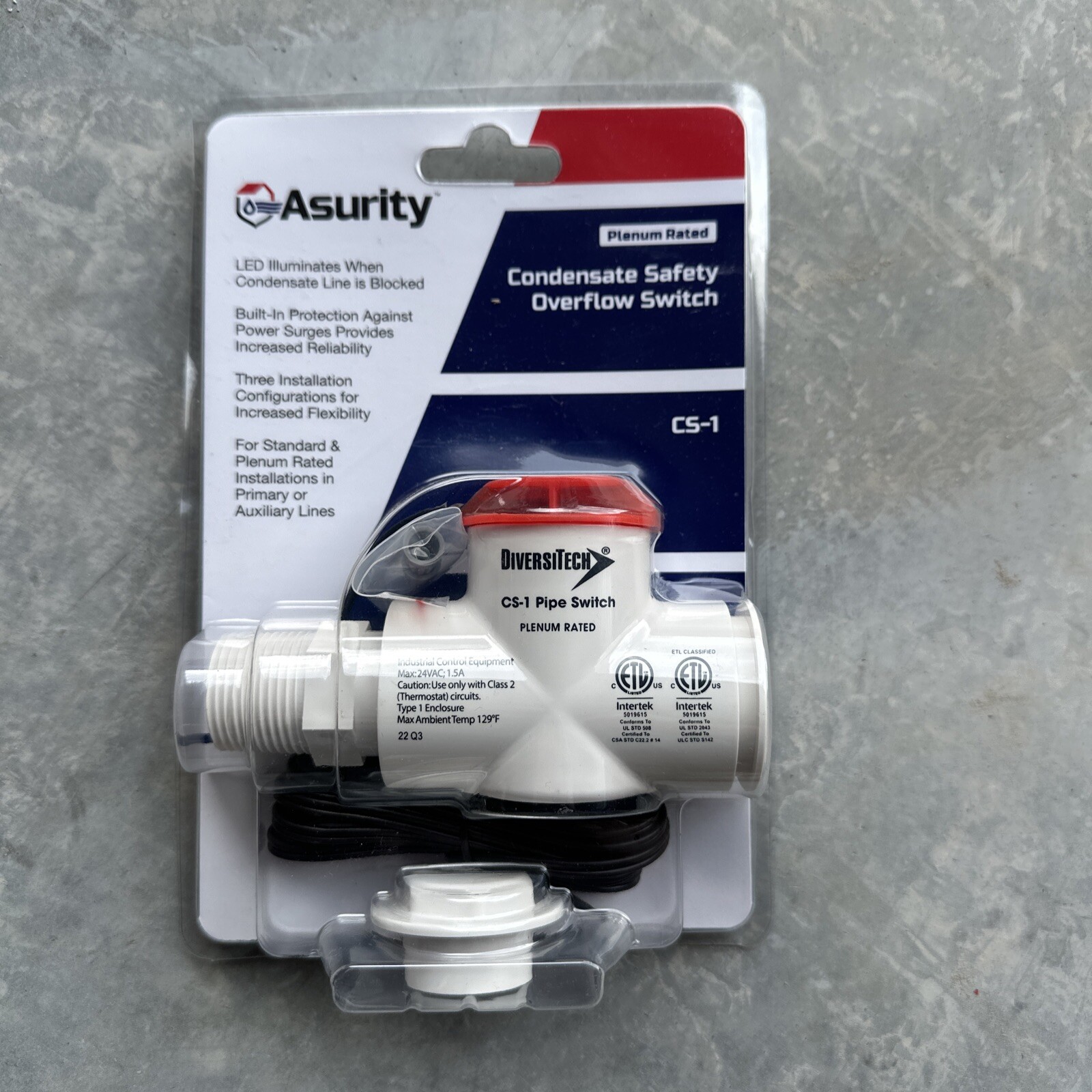 DiversiTech Asurity CS-1 Pipe Mounted Condensate Float Switch – PVC Tee