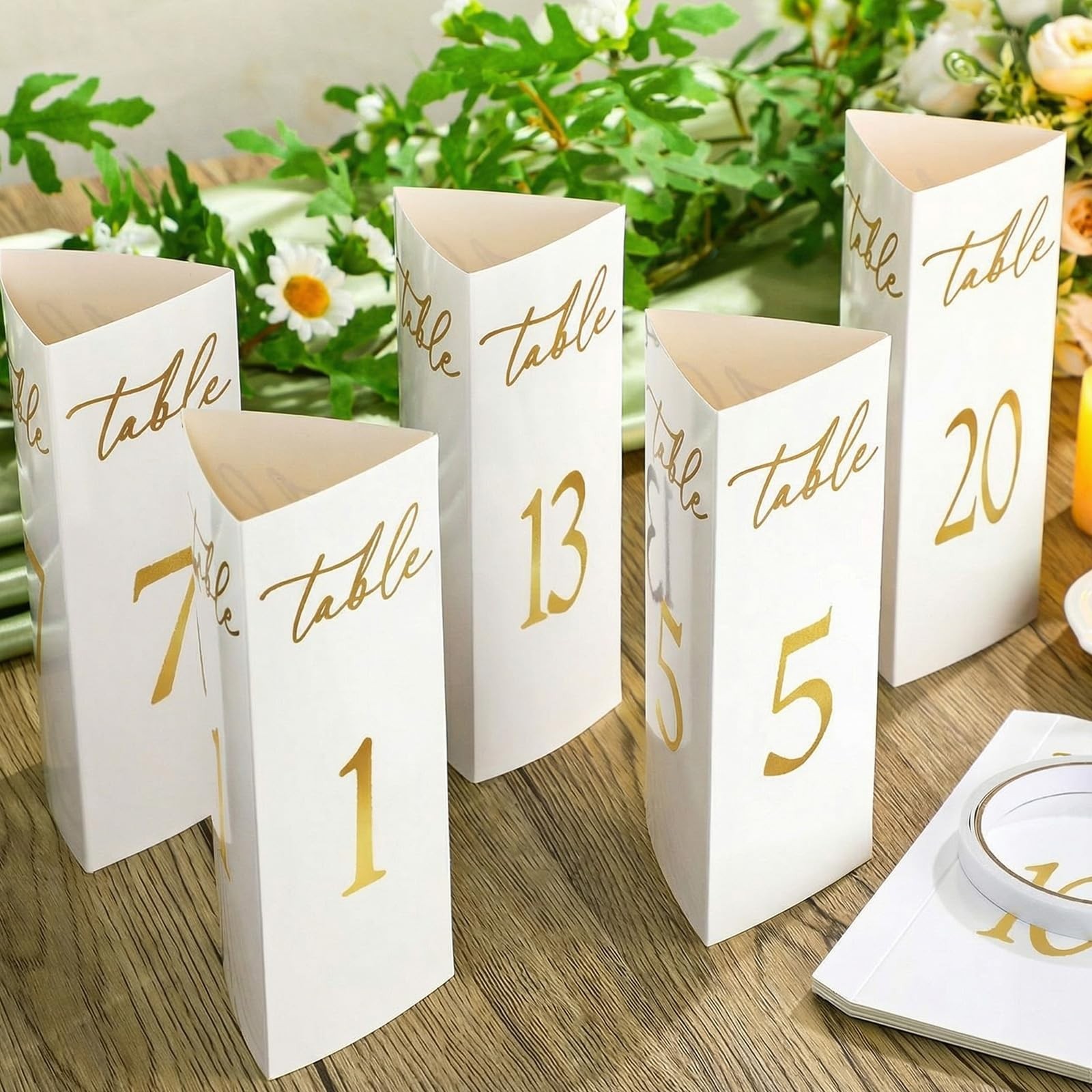 Trifold Wedding Table Numbers 1-20 Table Number Cards Black and White Freesta…