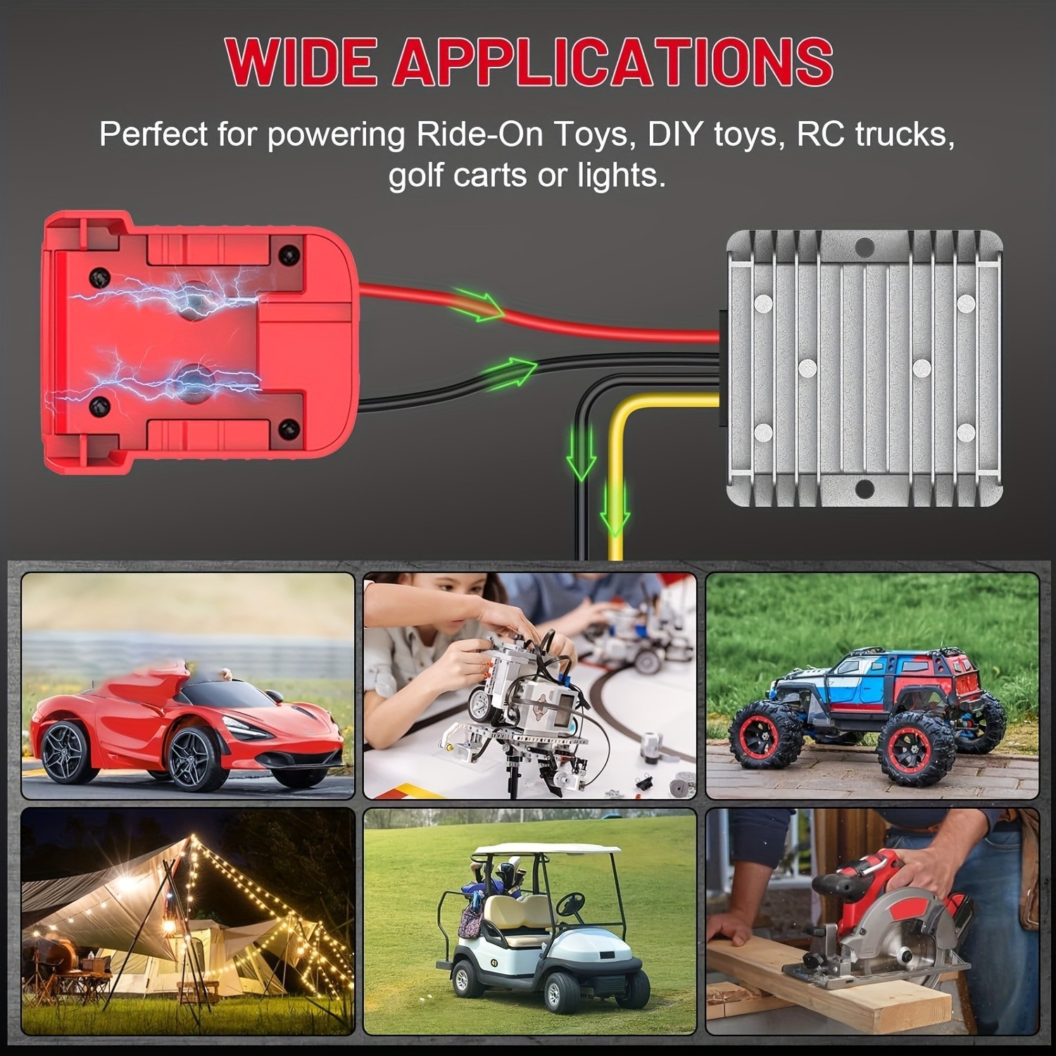 18V to 12V 15A 180W Step Down Converter Compatible with Milwaukee 18V Battery