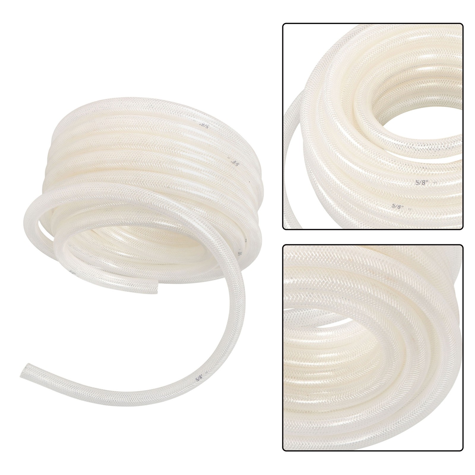 5/8″ ID x 7/8″ OD 50ft High Pressure Clear Braided PVC Hose, Heavy Duty Flexible