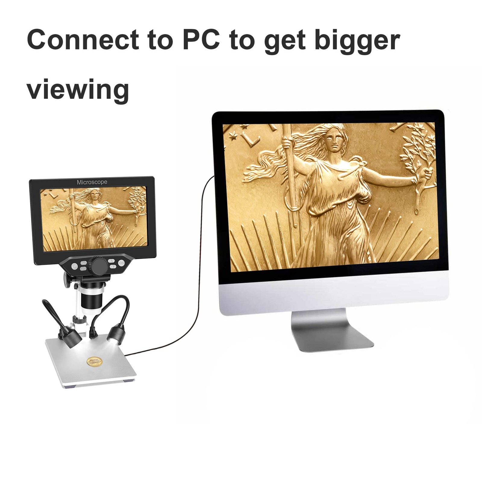 7″ LCD Digital Microscope for Adults, 1200X Coin Magnifier with Scr… Fast Ship