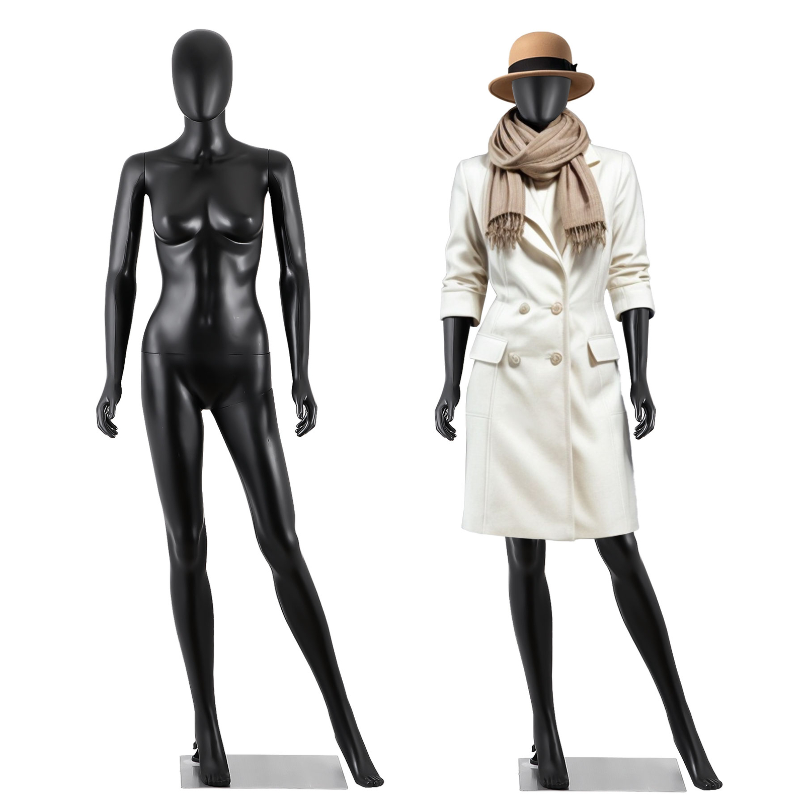 70″ Black Female Mannequin Full Body Maniquine Model Stand Adjustable Metal Base