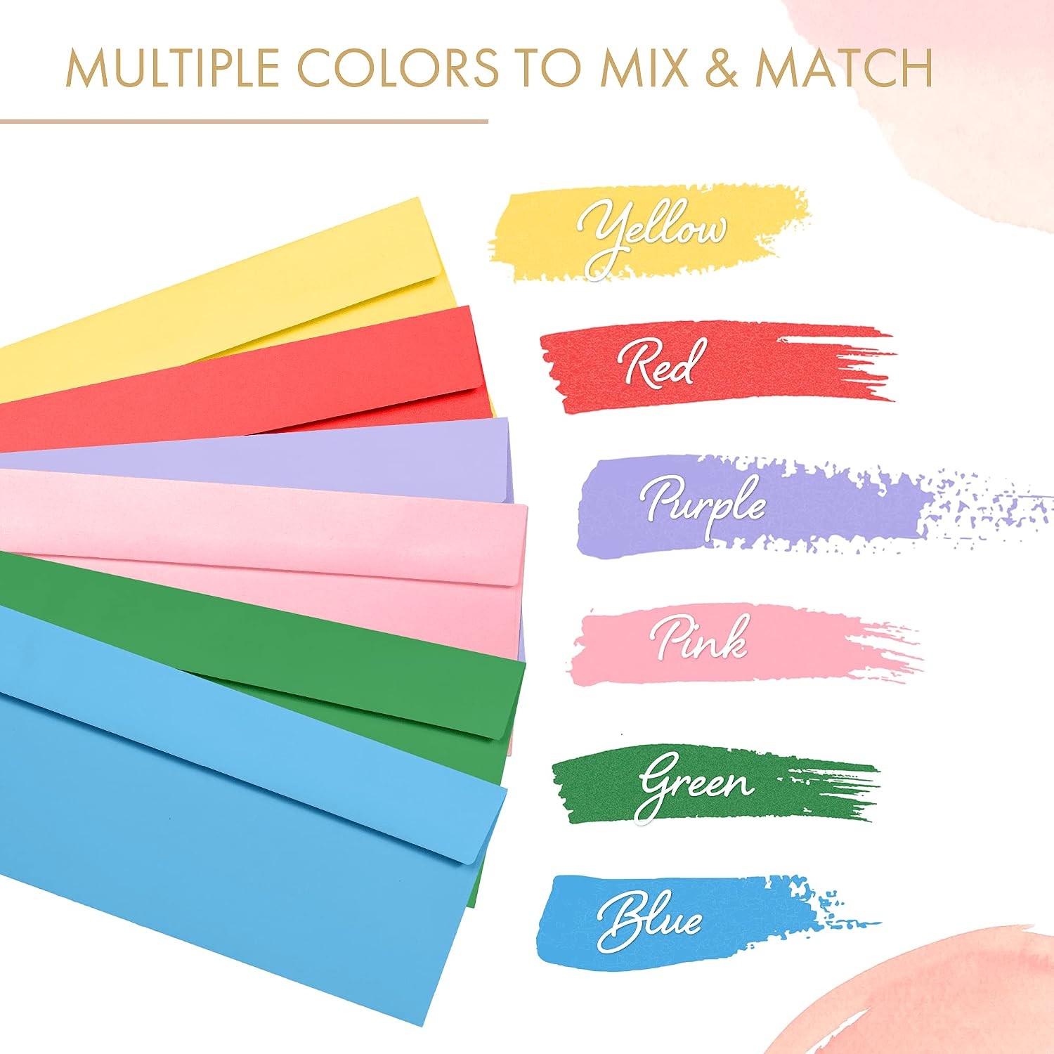 Colored Envelopes Letter Size 36 Pack 4.125×9.5in 6 Colors
