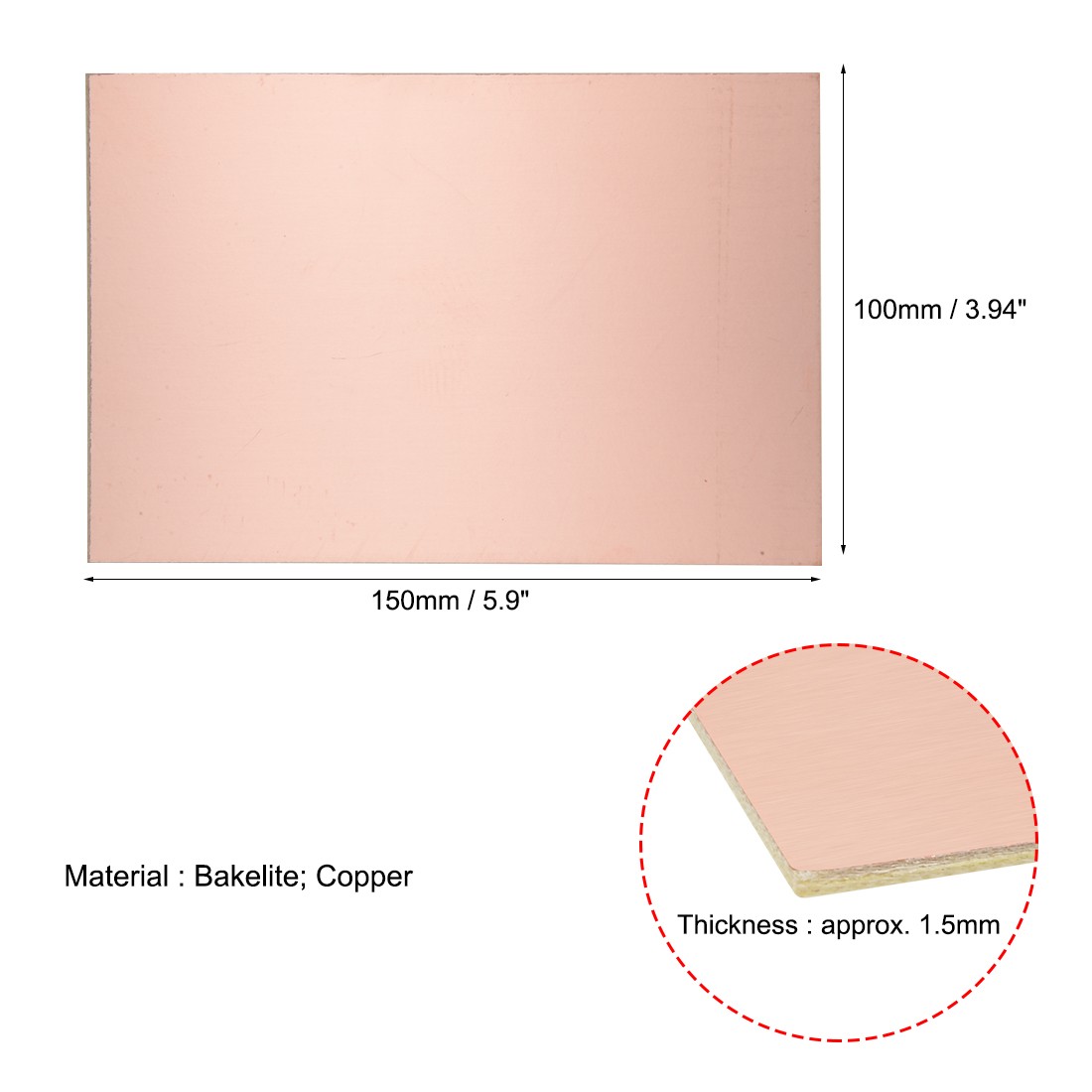 5X 150x150mm 5.91×5.91″ Single-Sided Copper Clad Laminate PCB Circuit Board DIY