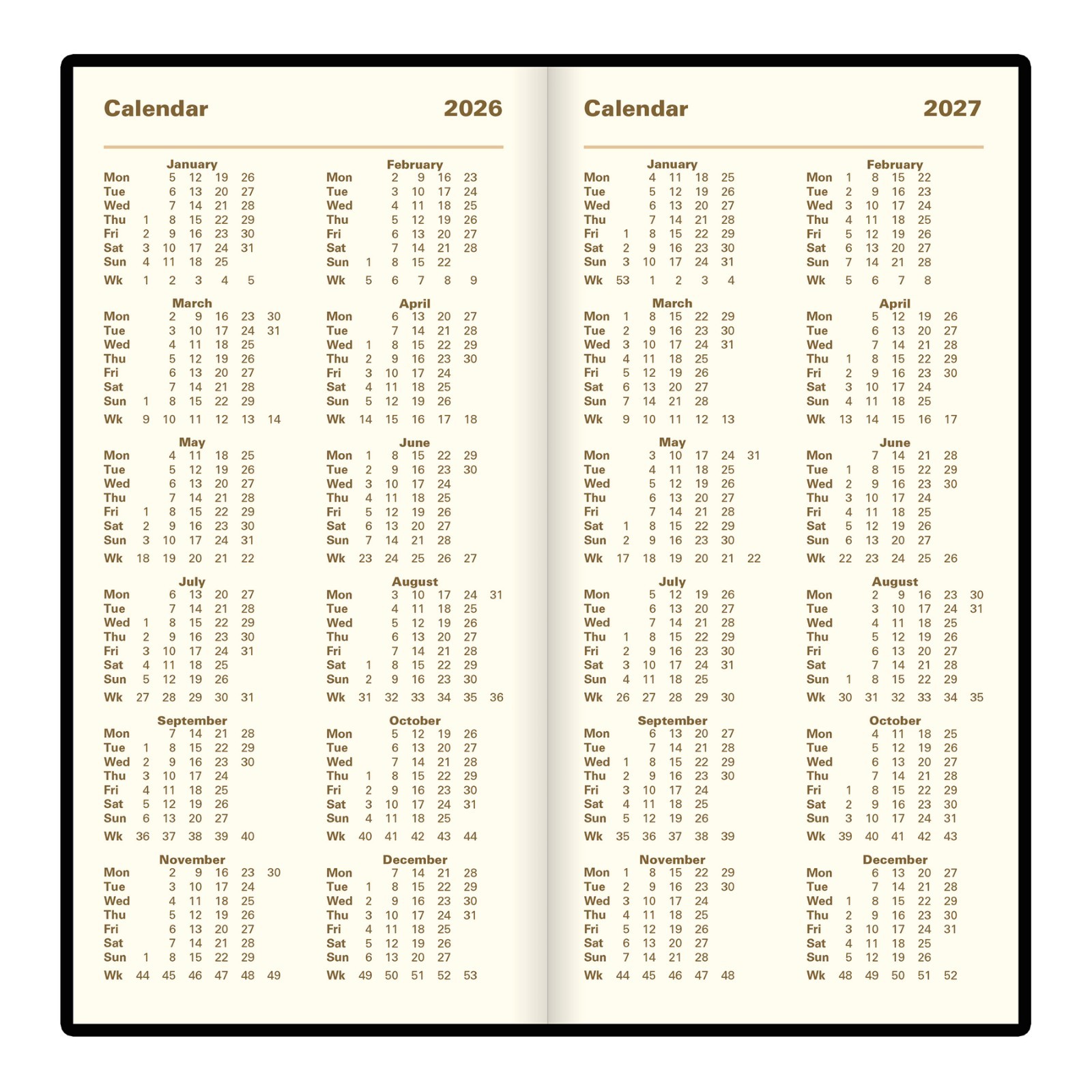 2026 Letts 38SU, C38SUBK Week to View Diary, Upright Format, 6-5/8 x 3-1/4″