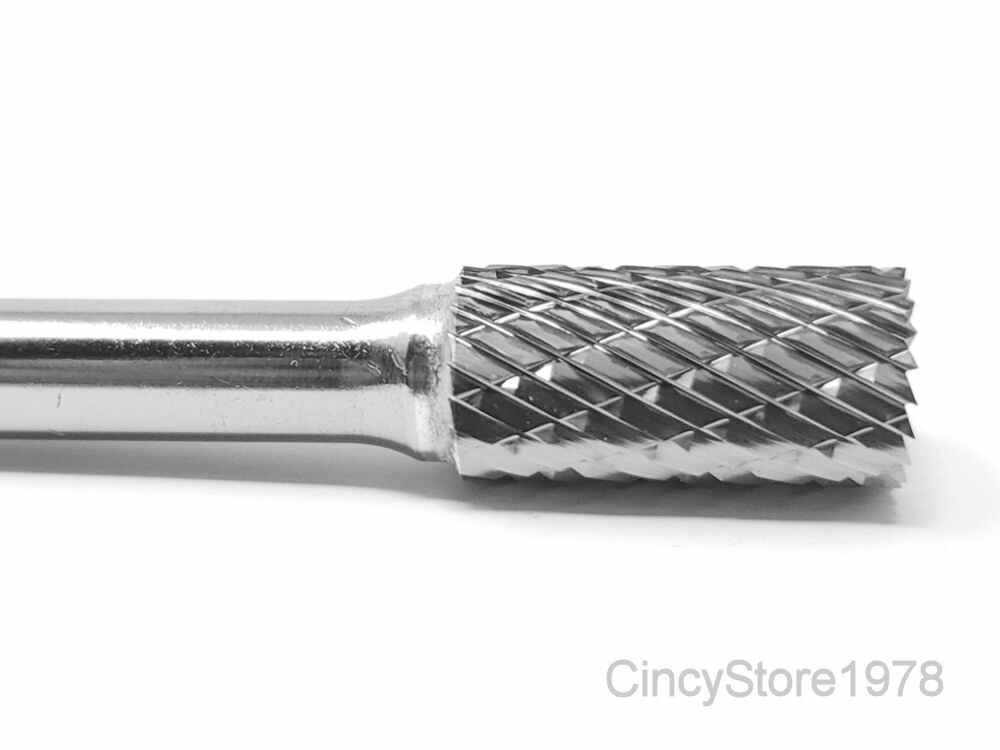 SB3D Cylindrical Cut Tungsten Carbide Burr Bur Cutting Tool Die Grinder Bit 1/4″