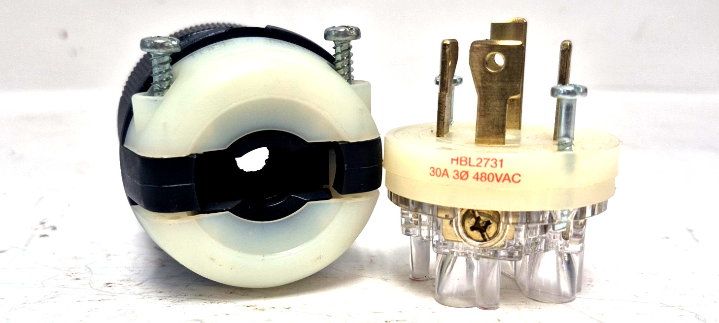 HUBBELL HBL2731 TWIST-LOCK PLUG IN SULGRIP 30A 480VAC 3 POLE 4 WIRE GROUNDING