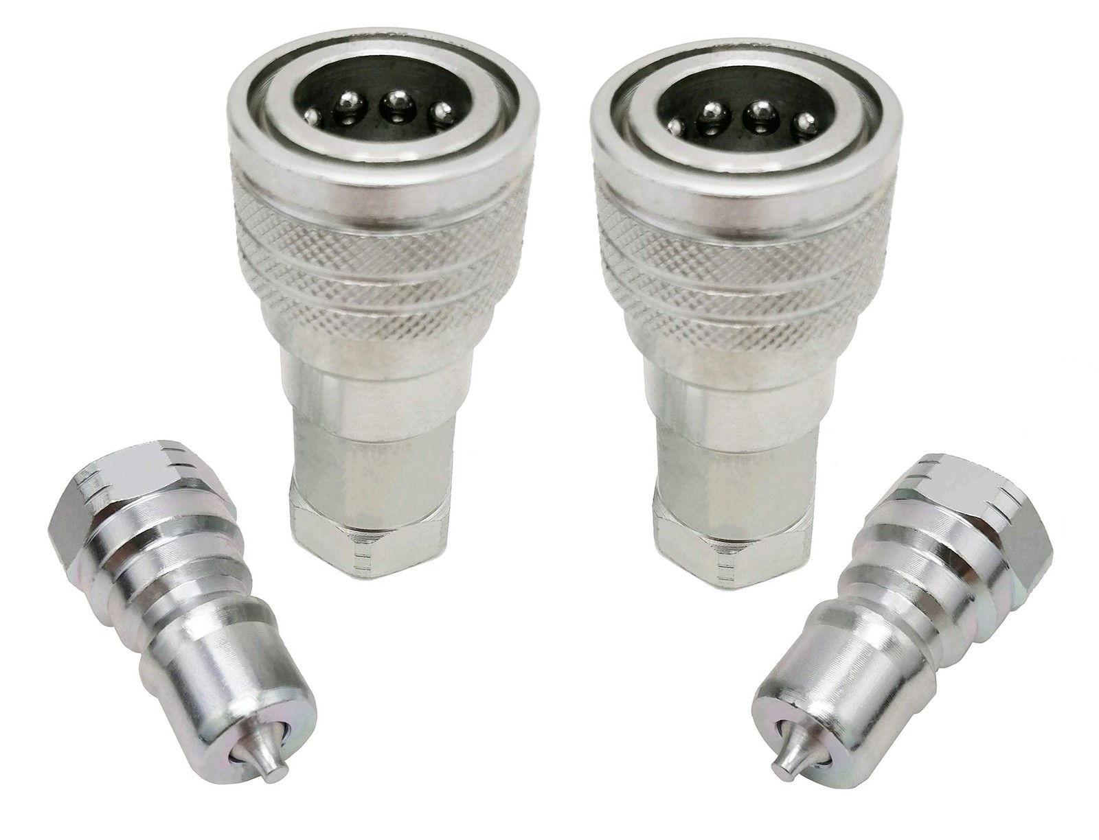 ISO 7241-B 1/4 Inch NPT Quick Disconnect Hydraulic Coupler/Coupling (2 Set)