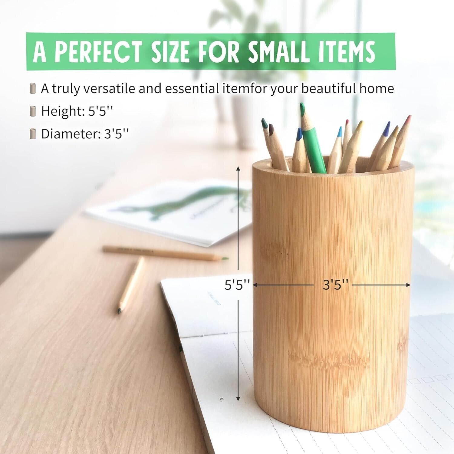 Sophie & Panda Bamboo Pen Holder Toothbrush Holder Storage Organizer- Set of 3