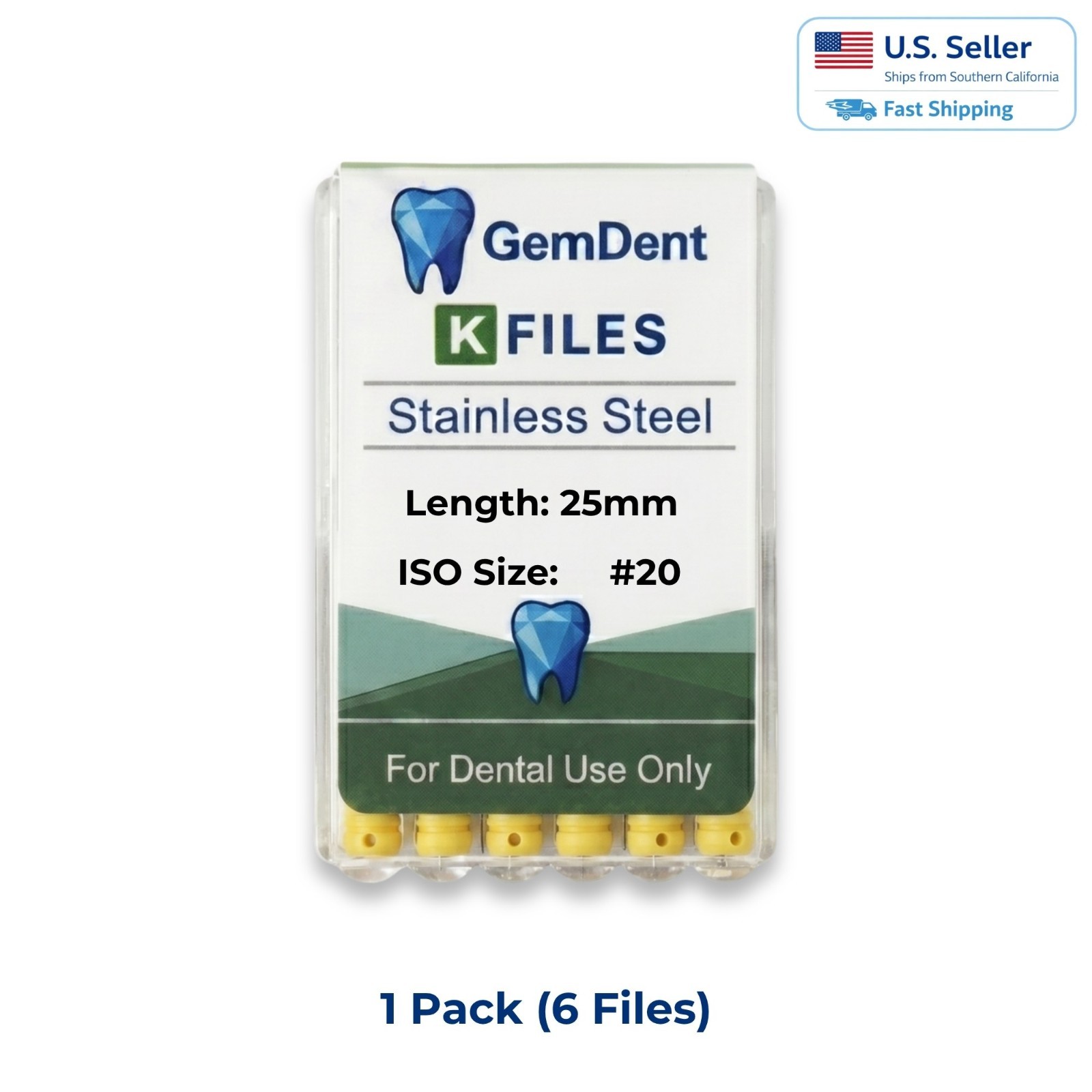 GemDent K Files Endo Root Canal Stainless Steel & NiTi Hand Files 21/25mm 6pk