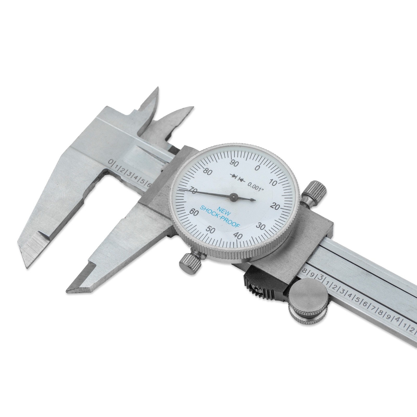 6″ Dial Caliper, 0.001″ Resolution with Slide Lock, Shock Proof, Includes Case