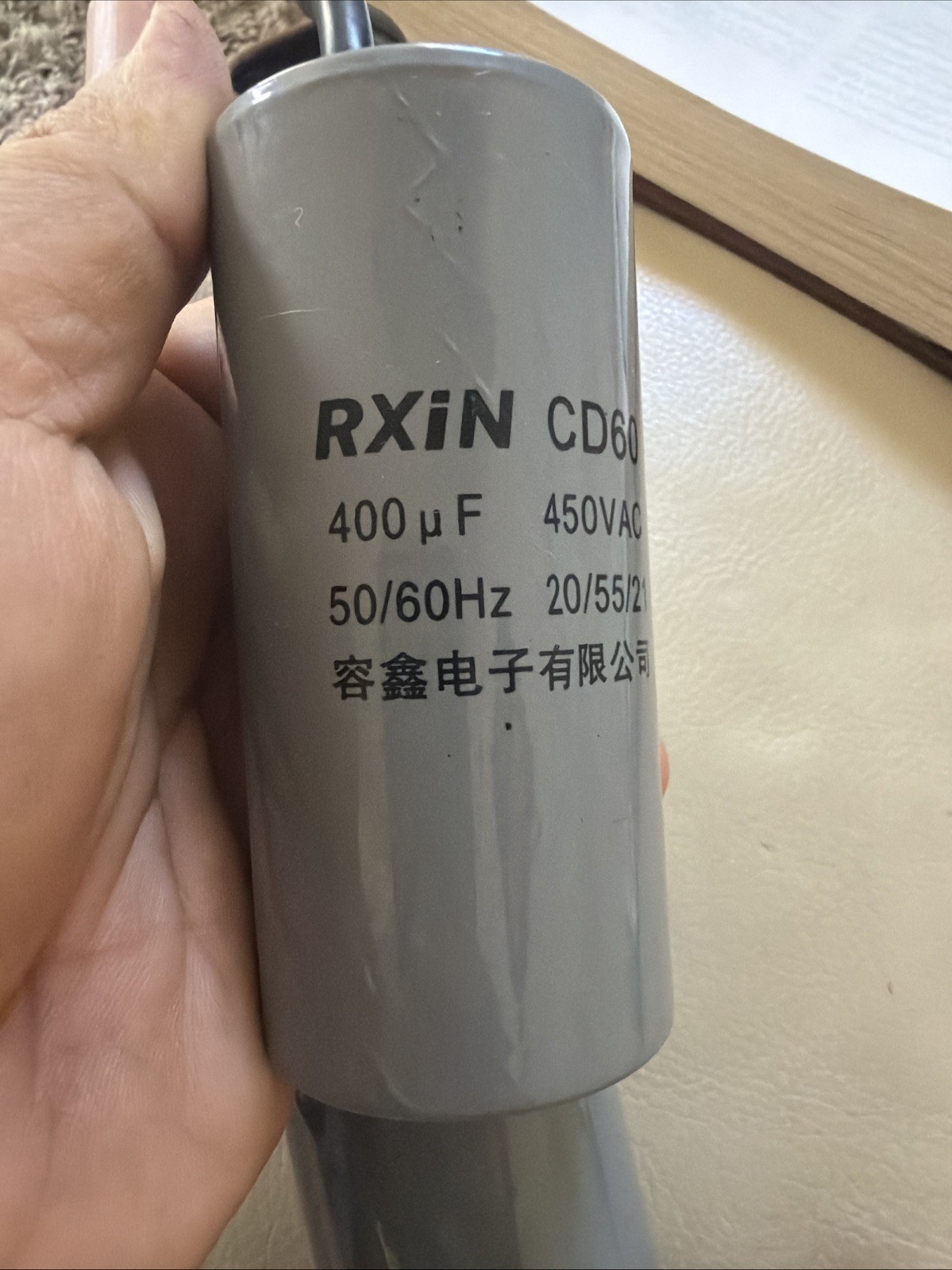 Rxin 2Pcs 400uF 450VAC 2 Wires 50/60Hz CD60 Run Capacitor For Ac Water Heater