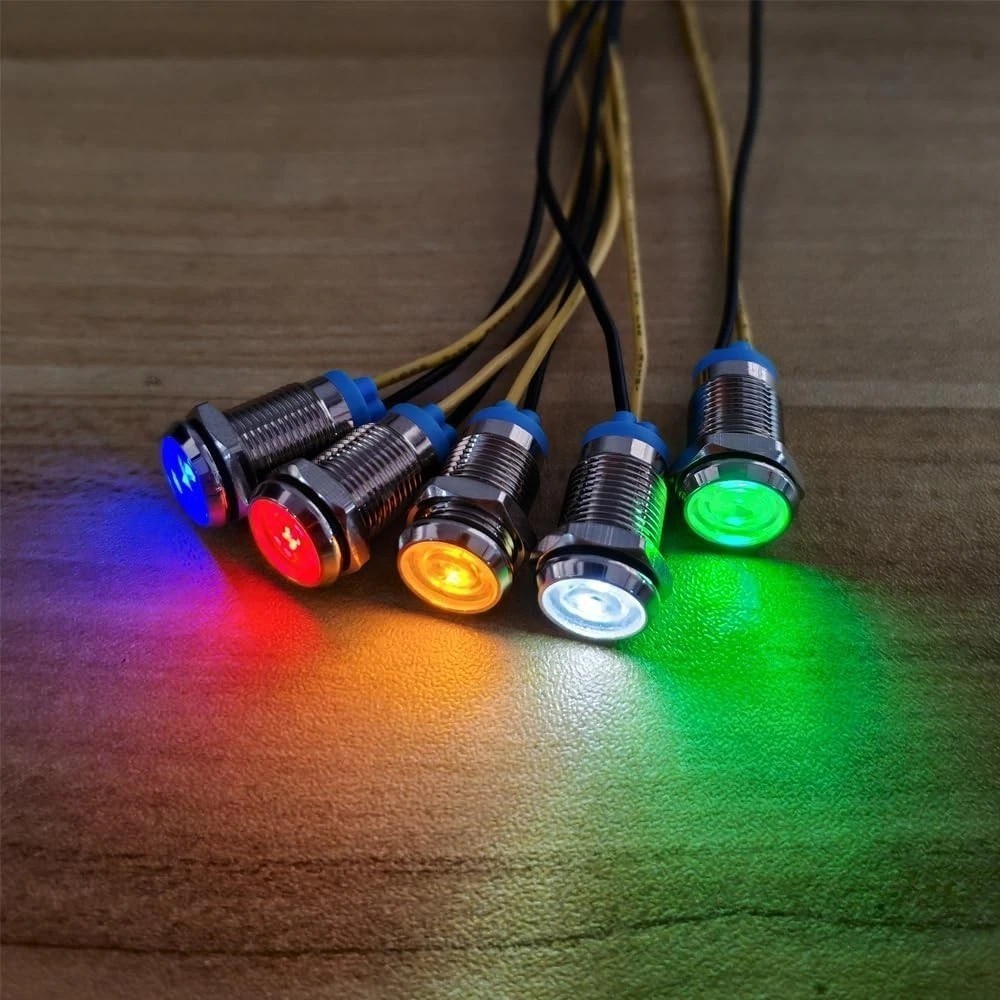 5pcs 10mm LED Metal Indicator Light 110V-220V AC Waterproof Signal Lamp (Red)