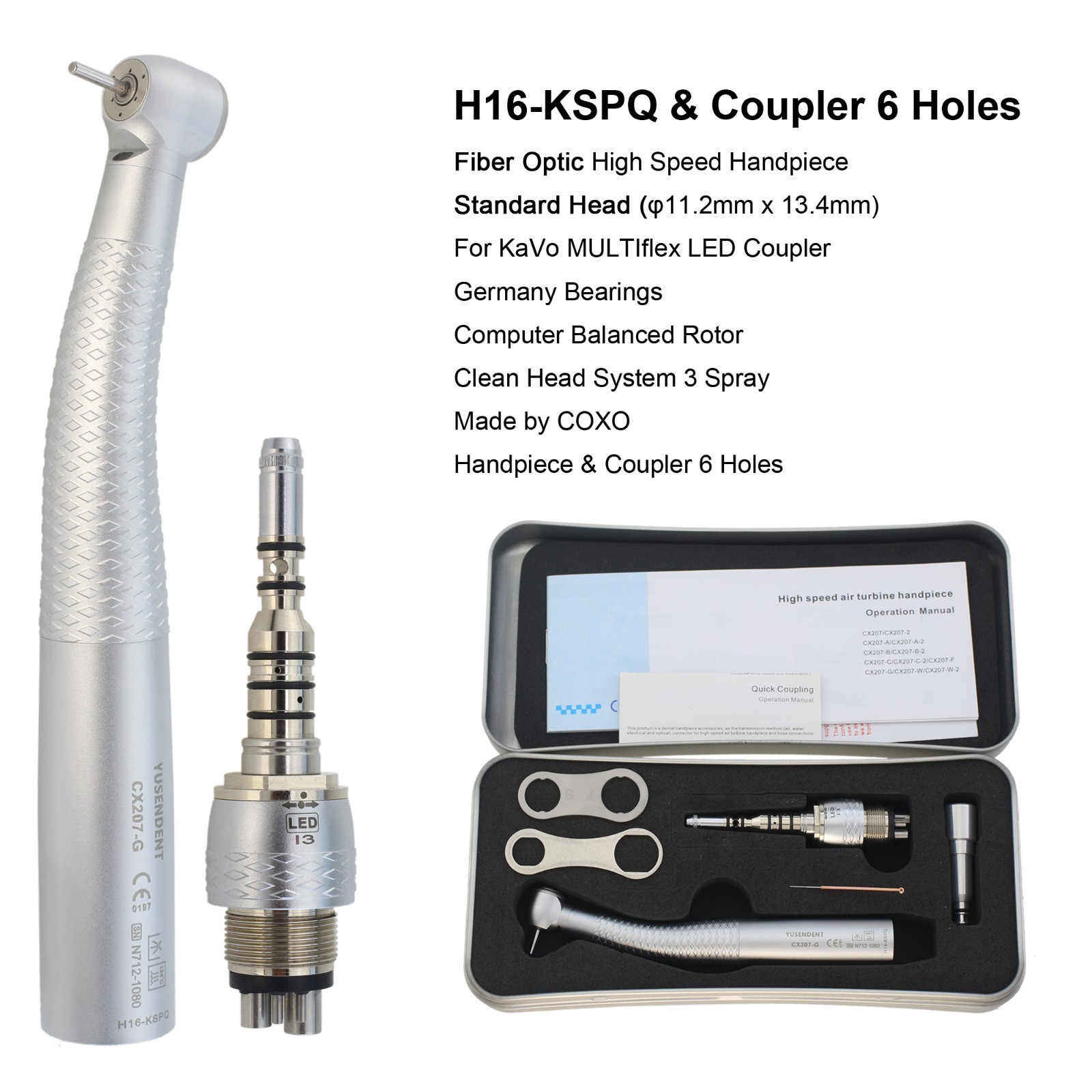 COXO Dental Handpiece High Speed Fiber Optic LED For KaVo MULTIflex NSK Coupler