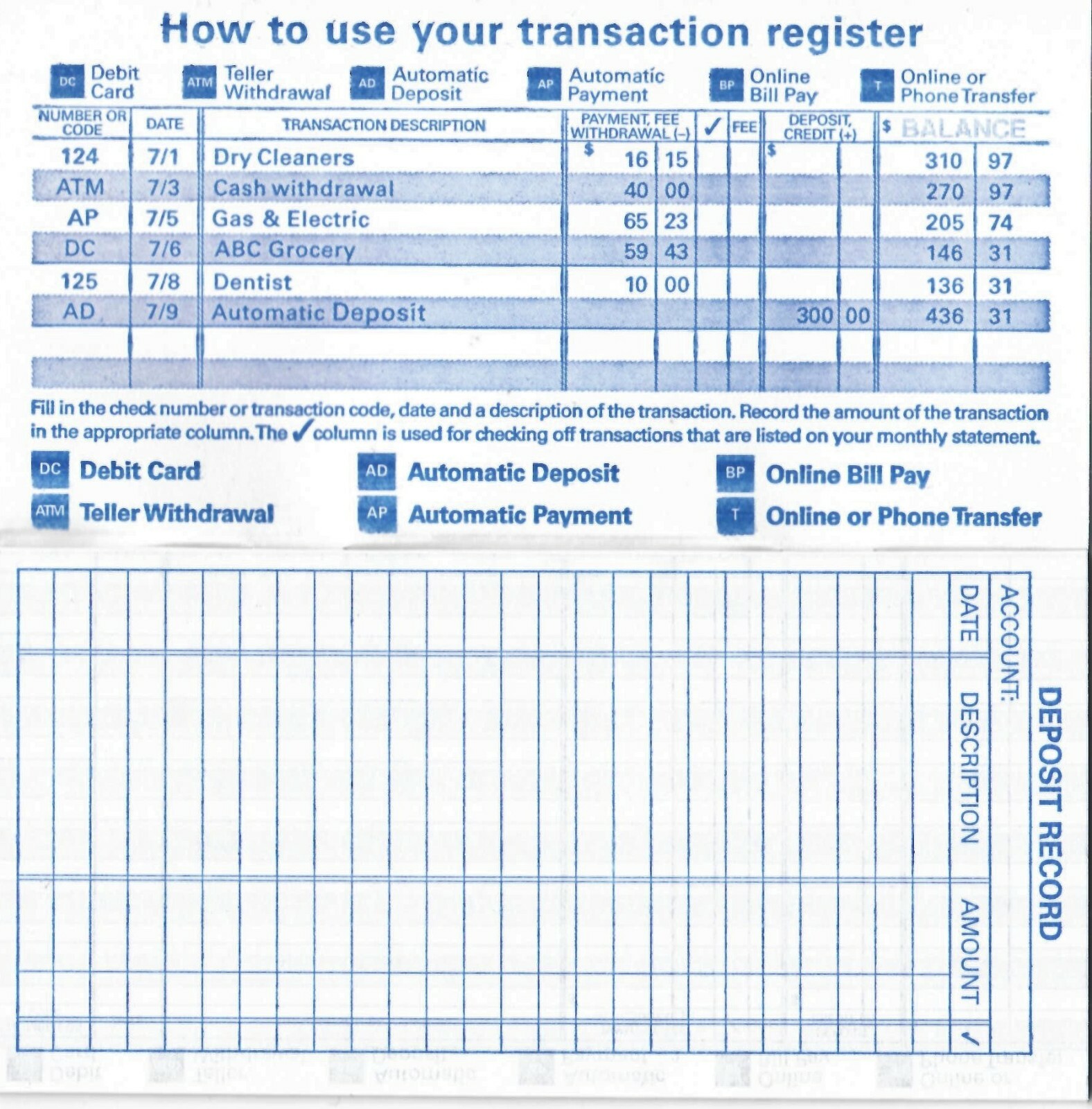Checking Checkbook Transaction Register Brand New