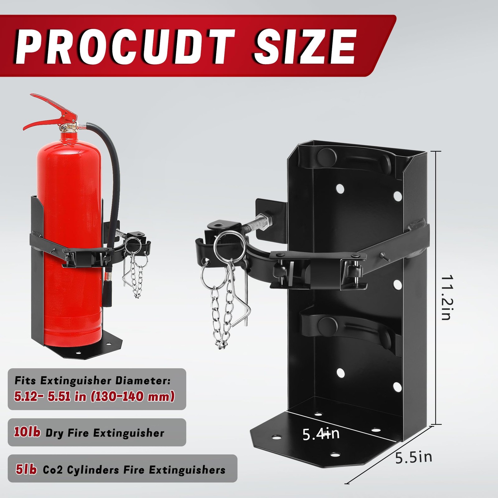 HD Fire Extinguisher Bracket for 10lb/5lb Vehicle/Boat/Marine/Truck/Home/School