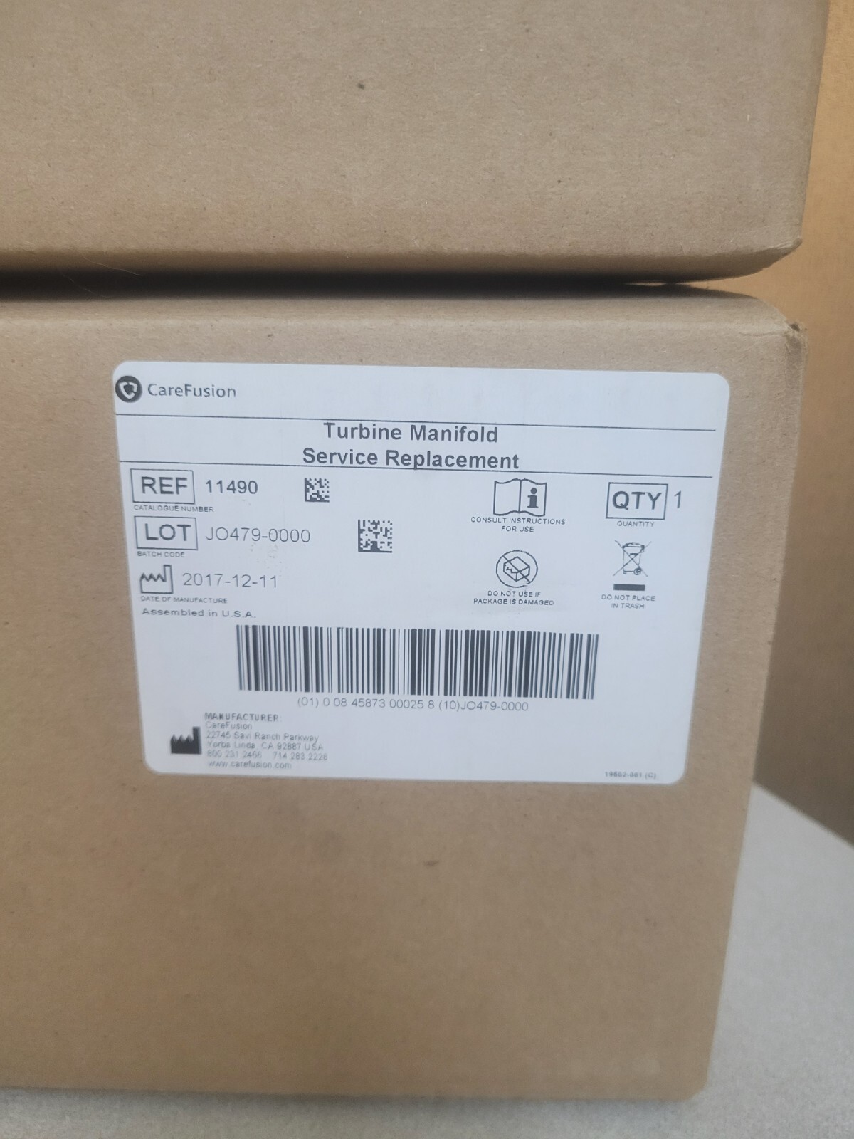 New Carefusion Vyaire 11490 TURBINE MANIFOLD ASSEMBLY CAREFUSION LTV 1200/1150