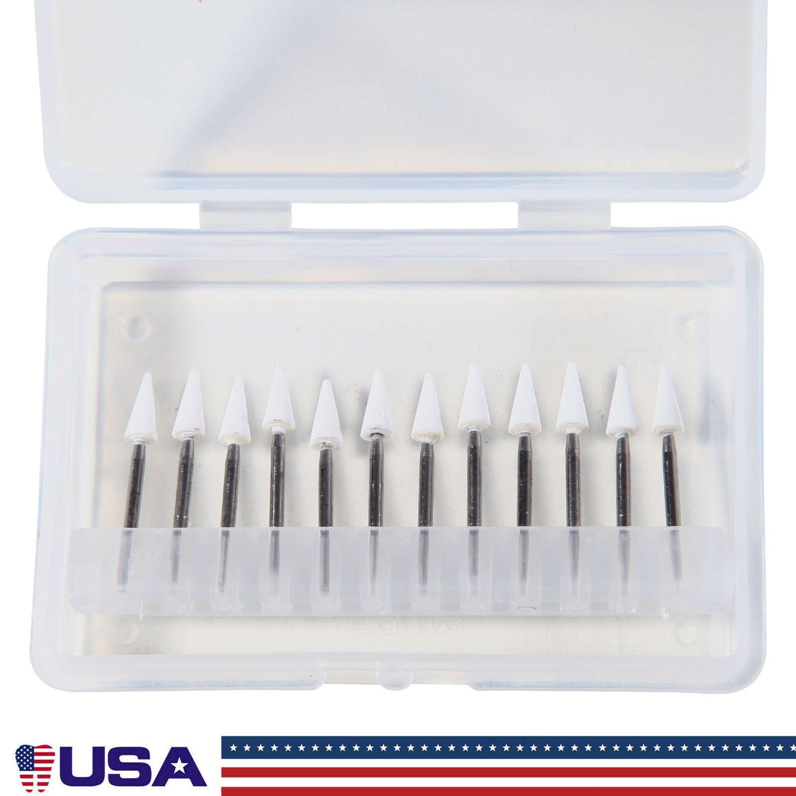 12 Pcs/Box Dental White Polishing Stones Cone Shape FG Burs Arkansas Stone CN1