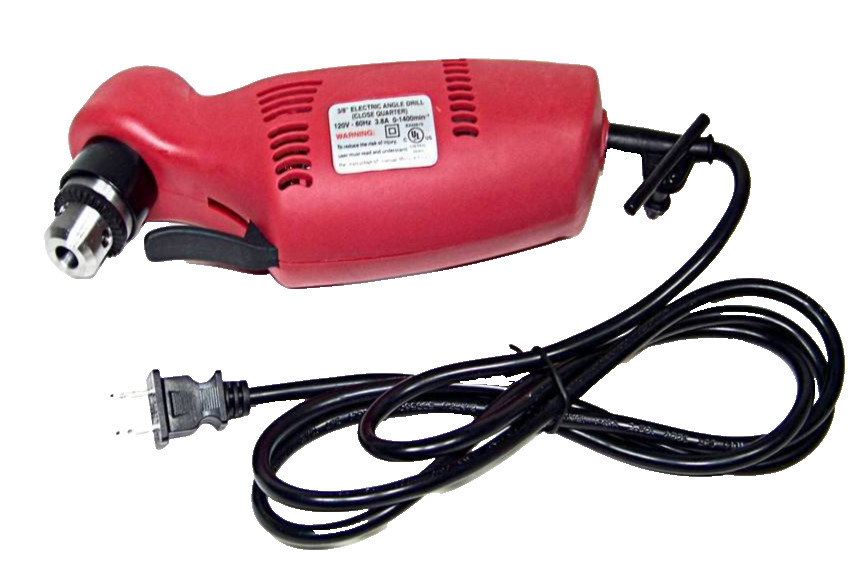 Electric Drill 3/8″ Chuck Close Quarter Right Angle Reversible UL Listed Tool