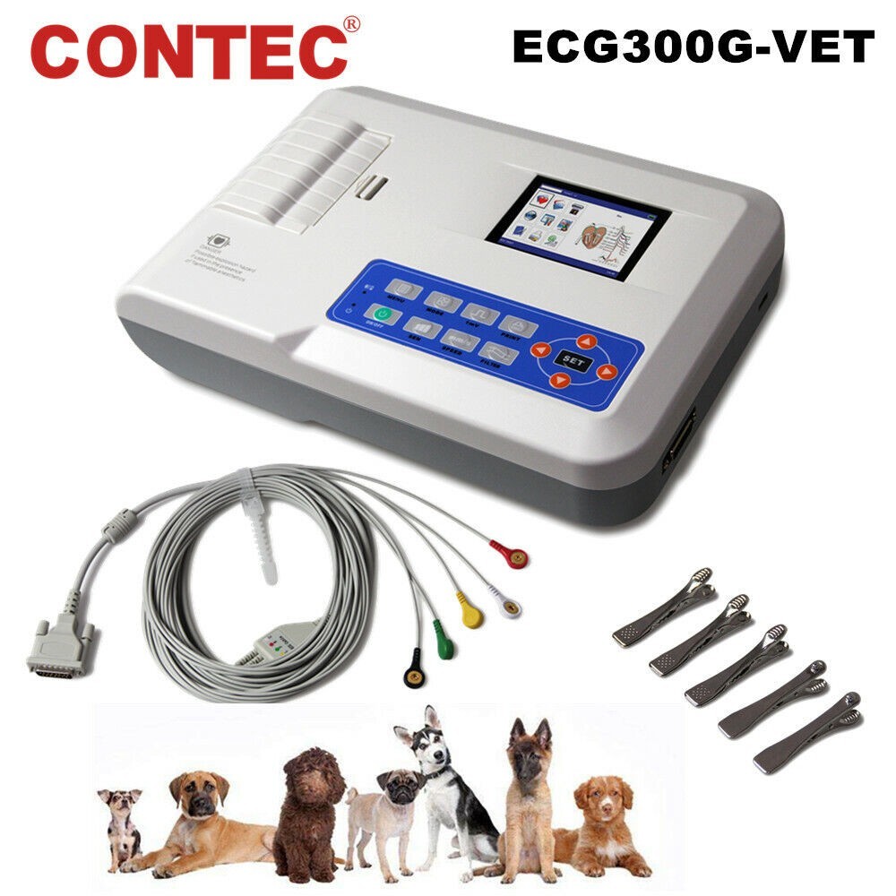 Portable 3 Channel 12 lead VET ECG Machine Veterinary EKG electrocardiograph USA