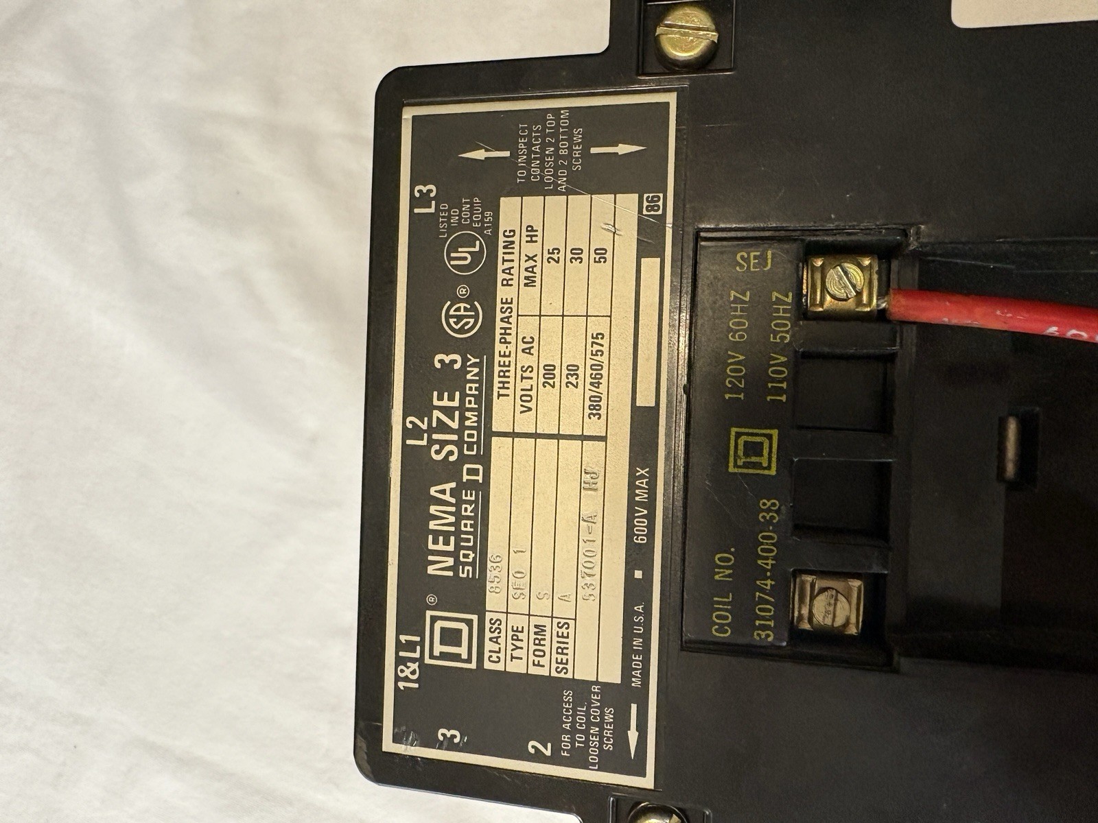 Square D 8536SCO1V02 Series a Motor Controller 110/120v