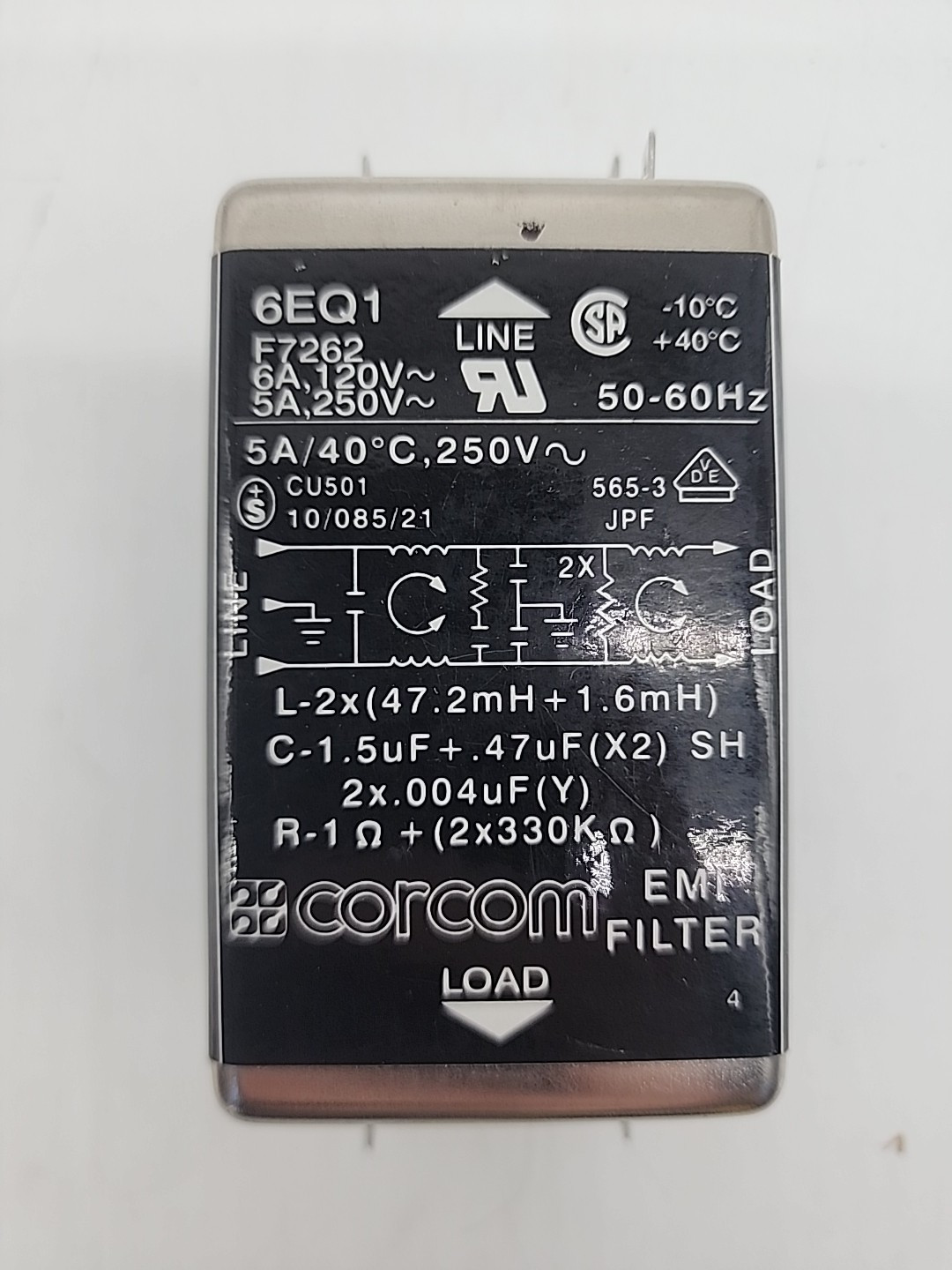 NEW OLD STOCK (1 PC) 6EQ1 CORCOM Single Phase EMI Filter, 120V, 50/60HzHz