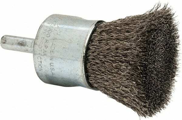 Weiler 1″ Brush Diam, Crimped, End Brush 1/4″ Diam Steel Shank, 22,000 Max RPM