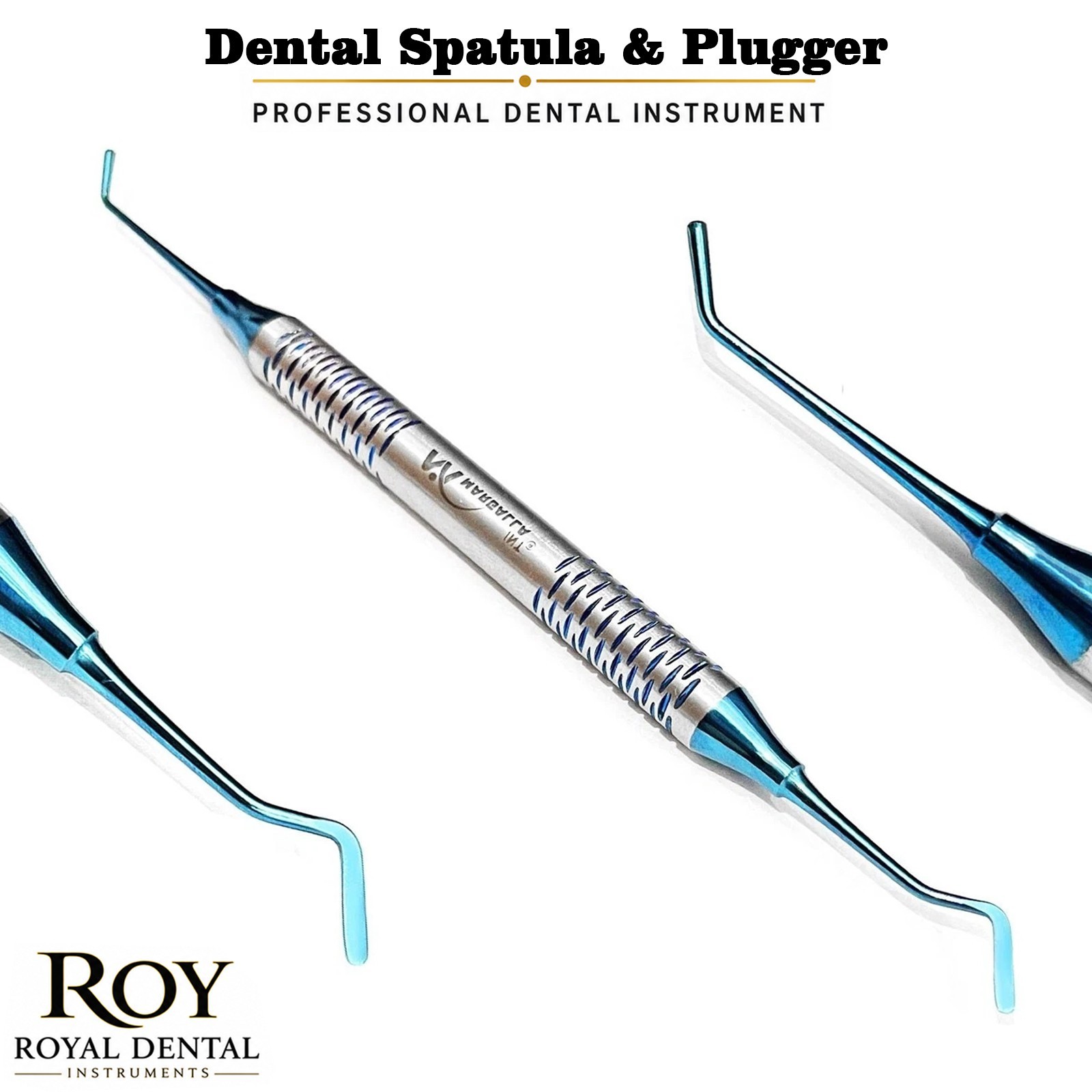 Dental Composite Filling Instruments Spatula & Plugger Titanium Color Blue Tips