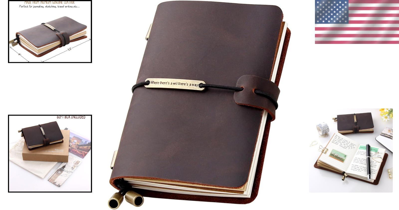 Classic Leather Journal for Writing and Planning 5.2 x 4 Inches Coffee Color
