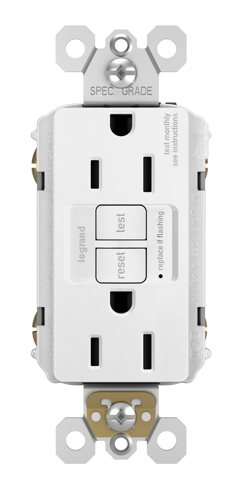 Legrand Radiant 15 Amp GFCI Decorator Duplex Outlet White 1 Pack