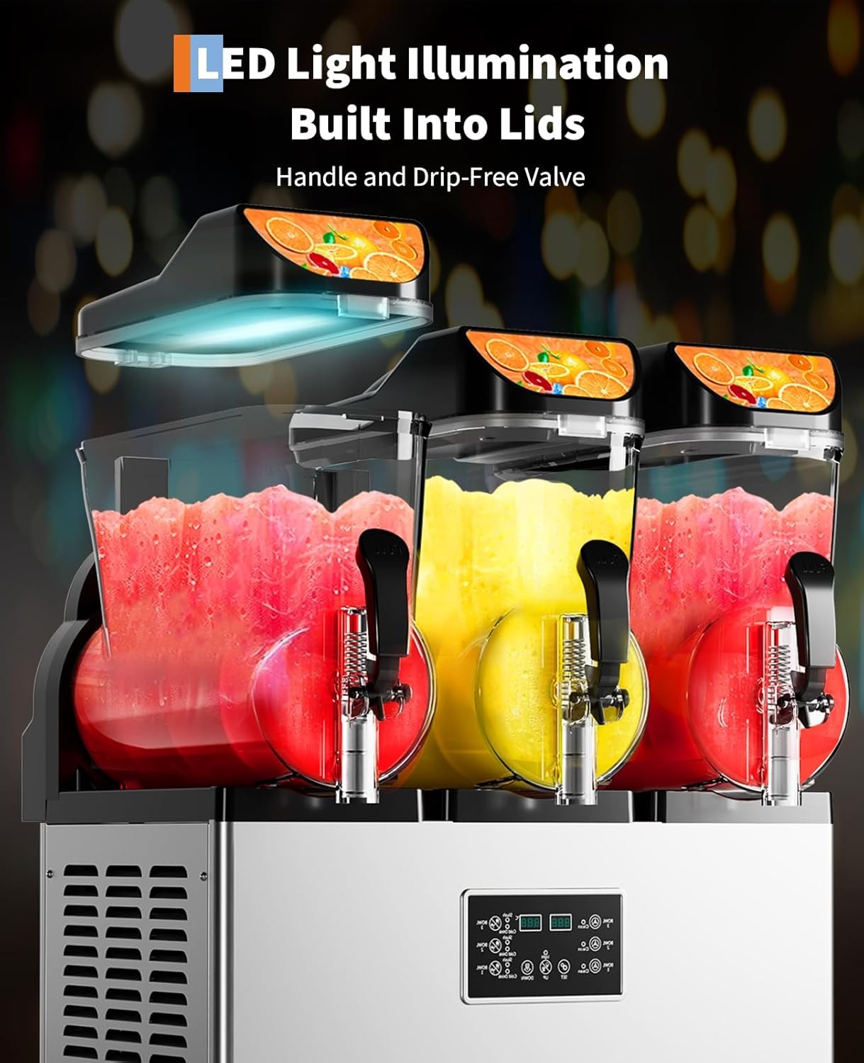 ⚡Garvee Commercial Slushy Machine, 45 L/11.8 gal, 3-Flavor Frozen Drink Margari
