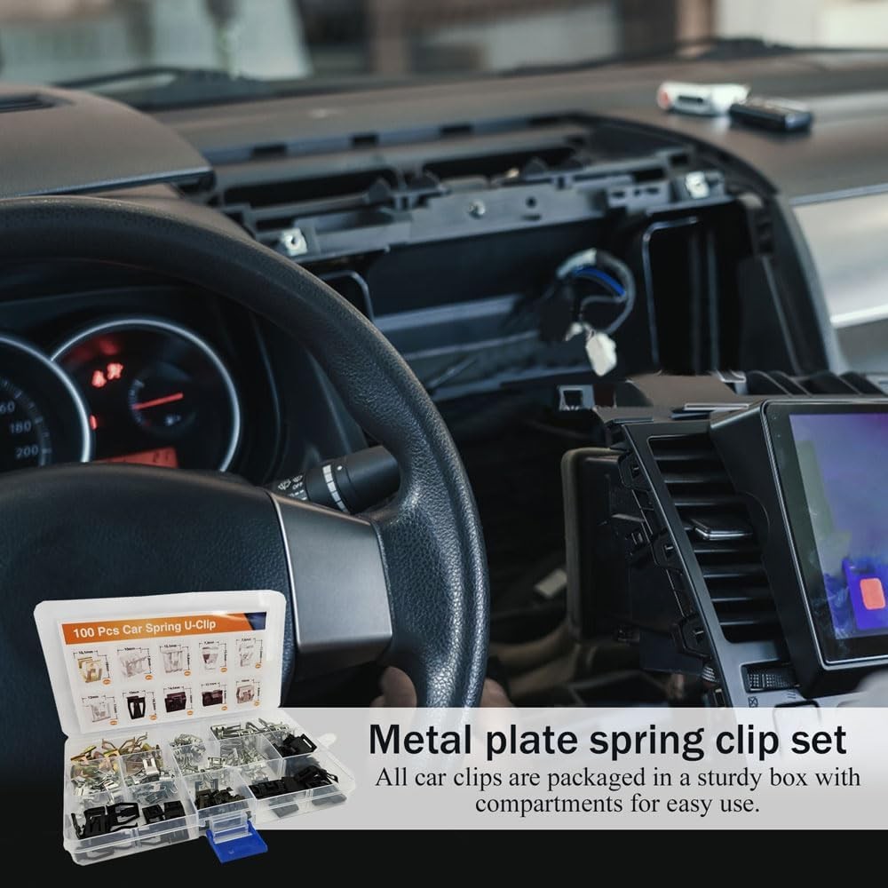 100Pcs 10 Sizes Auto Car U-Clip Metal Trim Panel Spring Clip Trim Moulding Clip