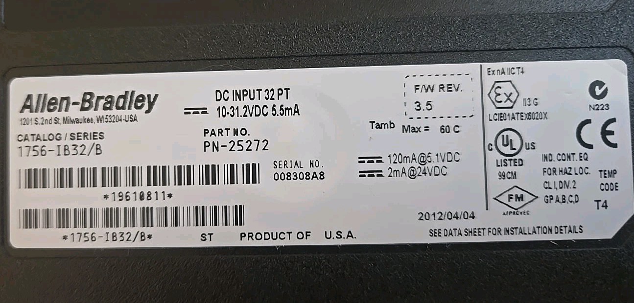 Allen Bradley 1756-IB32 Series B ControlLogix 32 Point Input Module