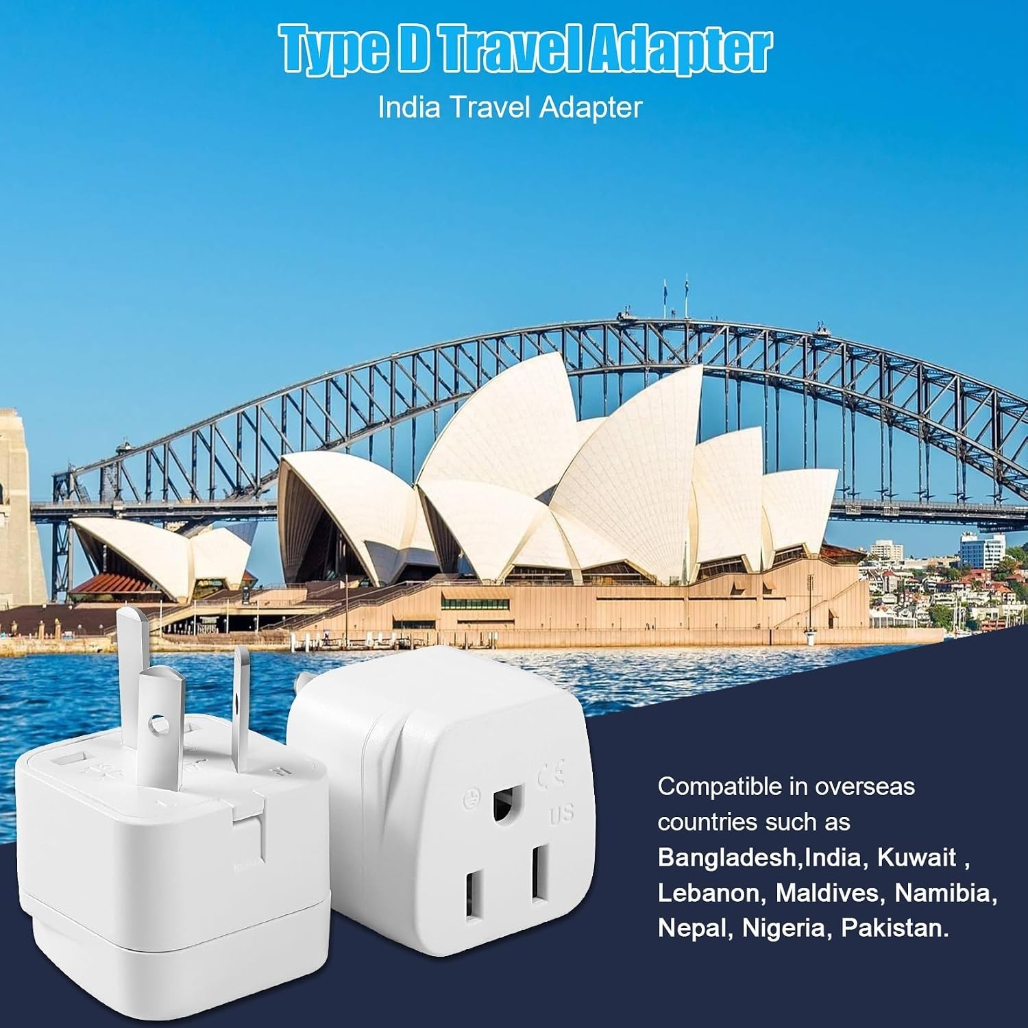 2 Pack US to Australia/New Zealand Plug Adapter, Type I Travel Power Adapter wit